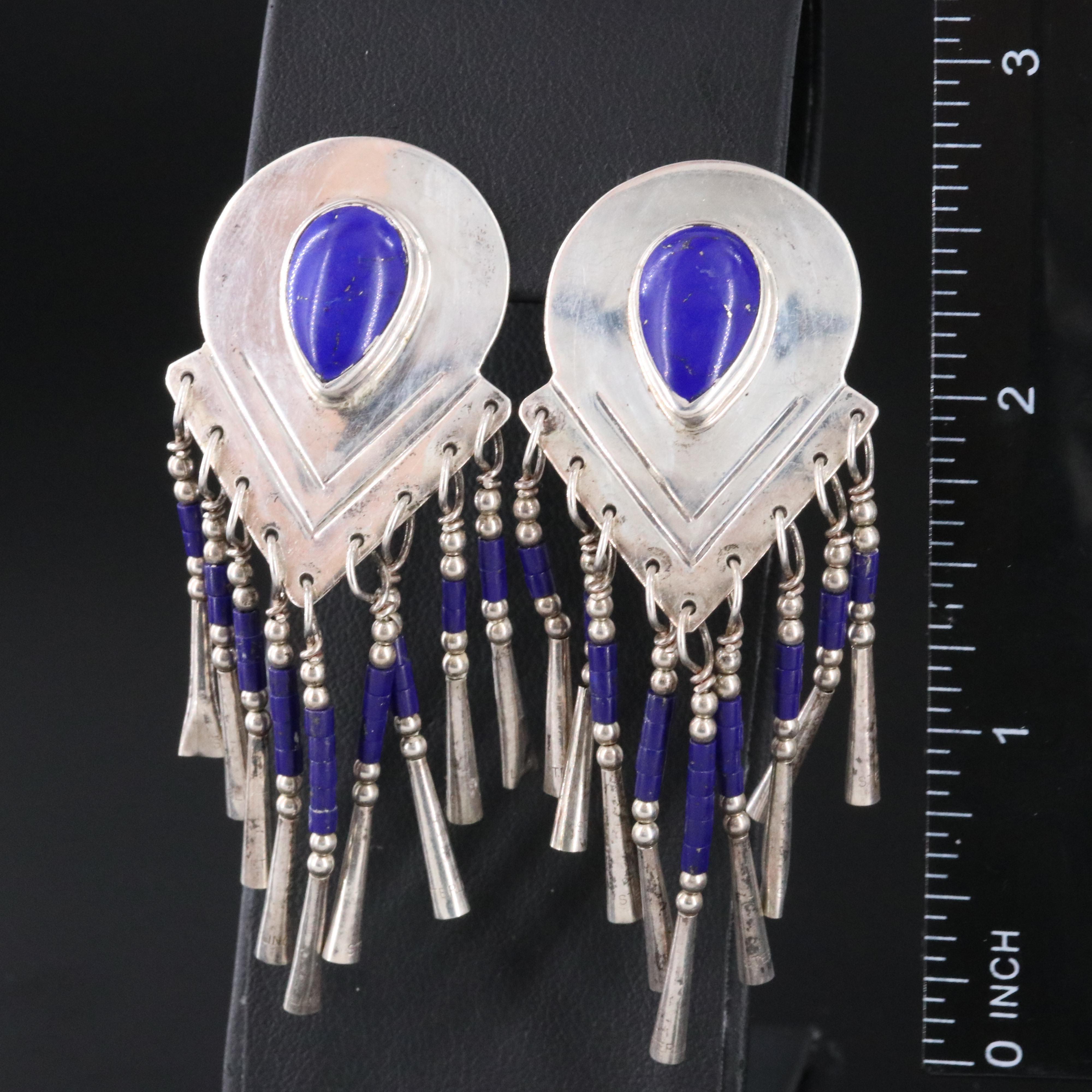 Sterling Lapis Lazuli Tassel Earrings