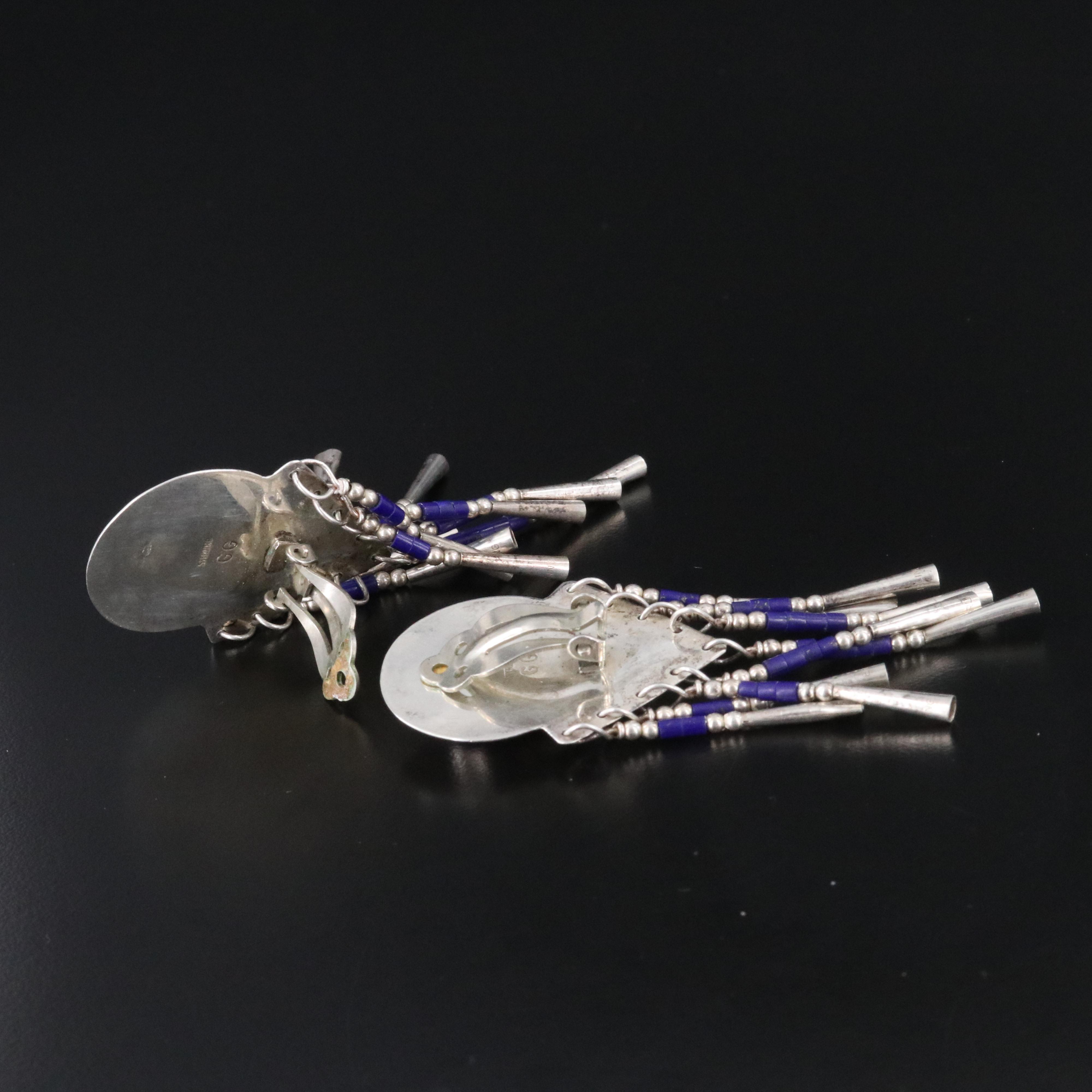 Sterling Lapis Lazuli Tassel Earrings