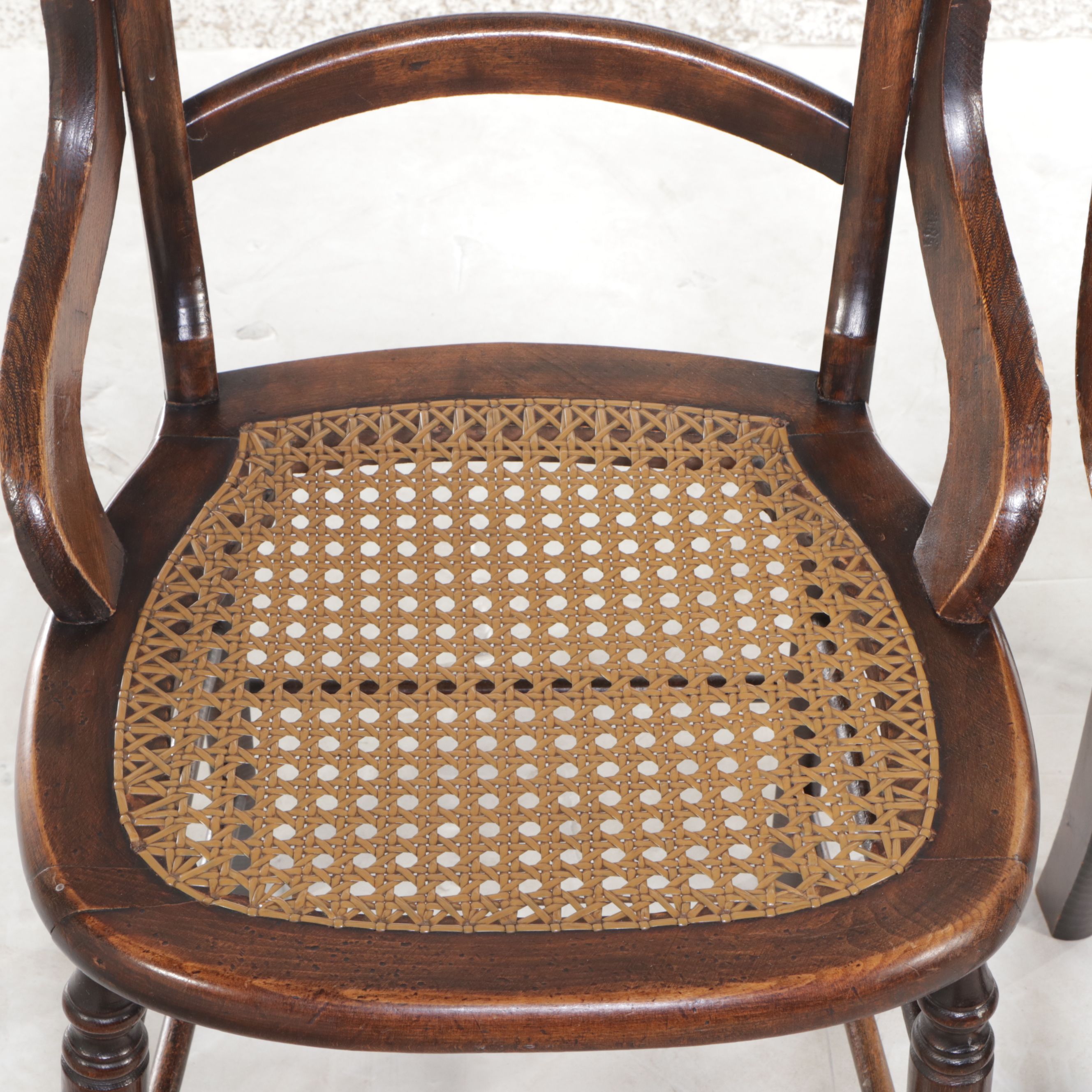 Pair of  Victorian Ladder Back Side Chairs with Caned Seats