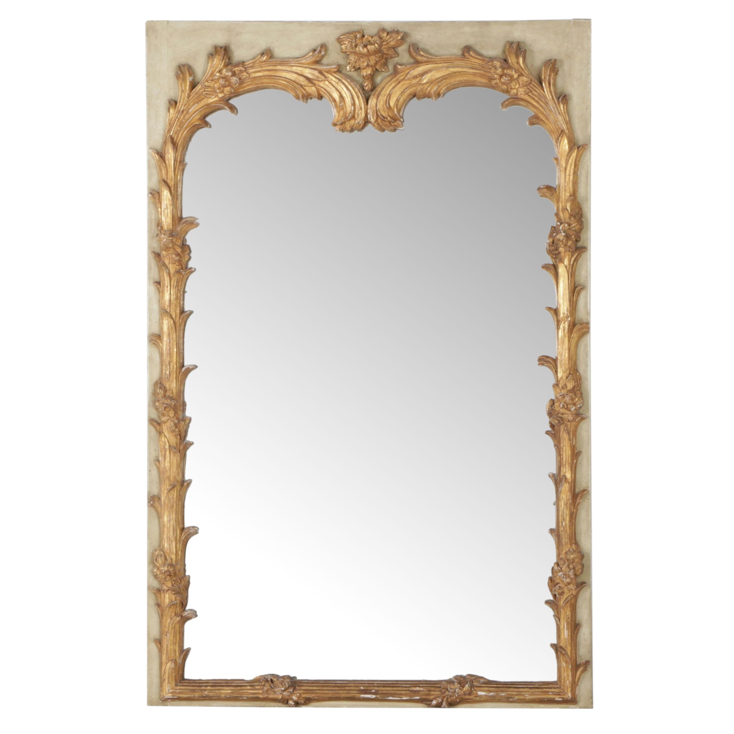 French Louis XV Carved Giltwood Trumeau Mirror, 18th-19th Century
