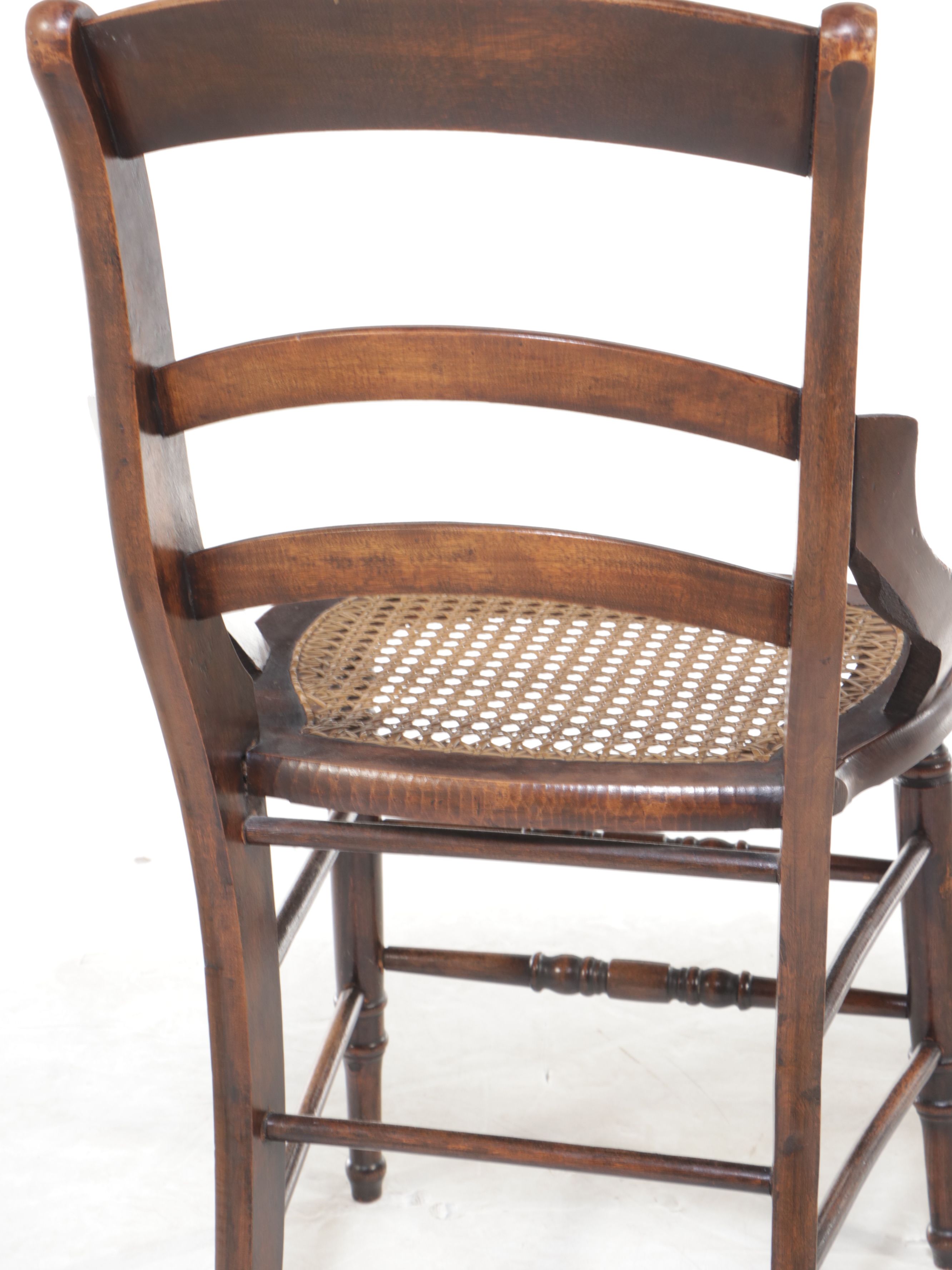 Pair of  Victorian Ladder Back Side Chairs with Caned Seats
