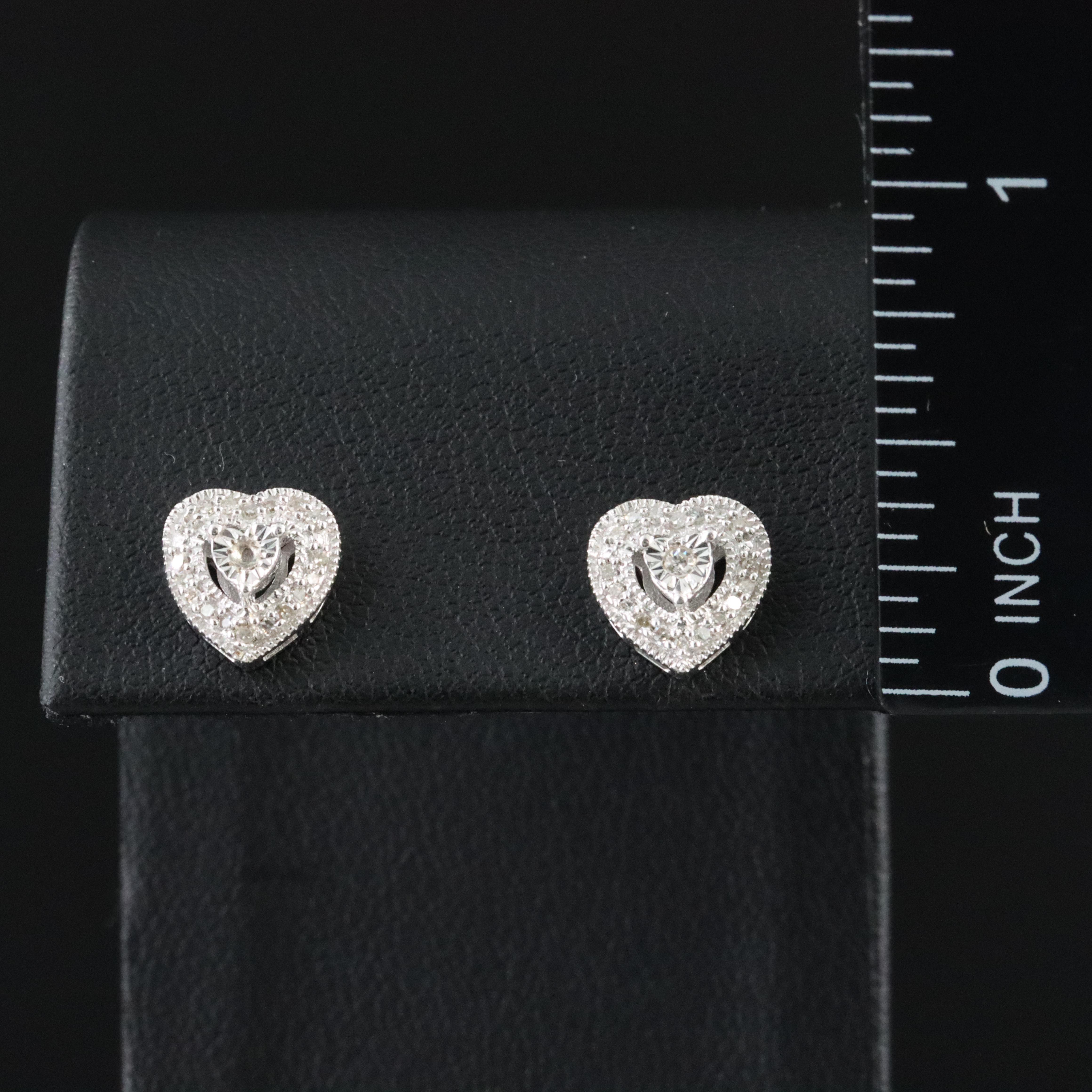 Sterling Diamond Heart Earrings
