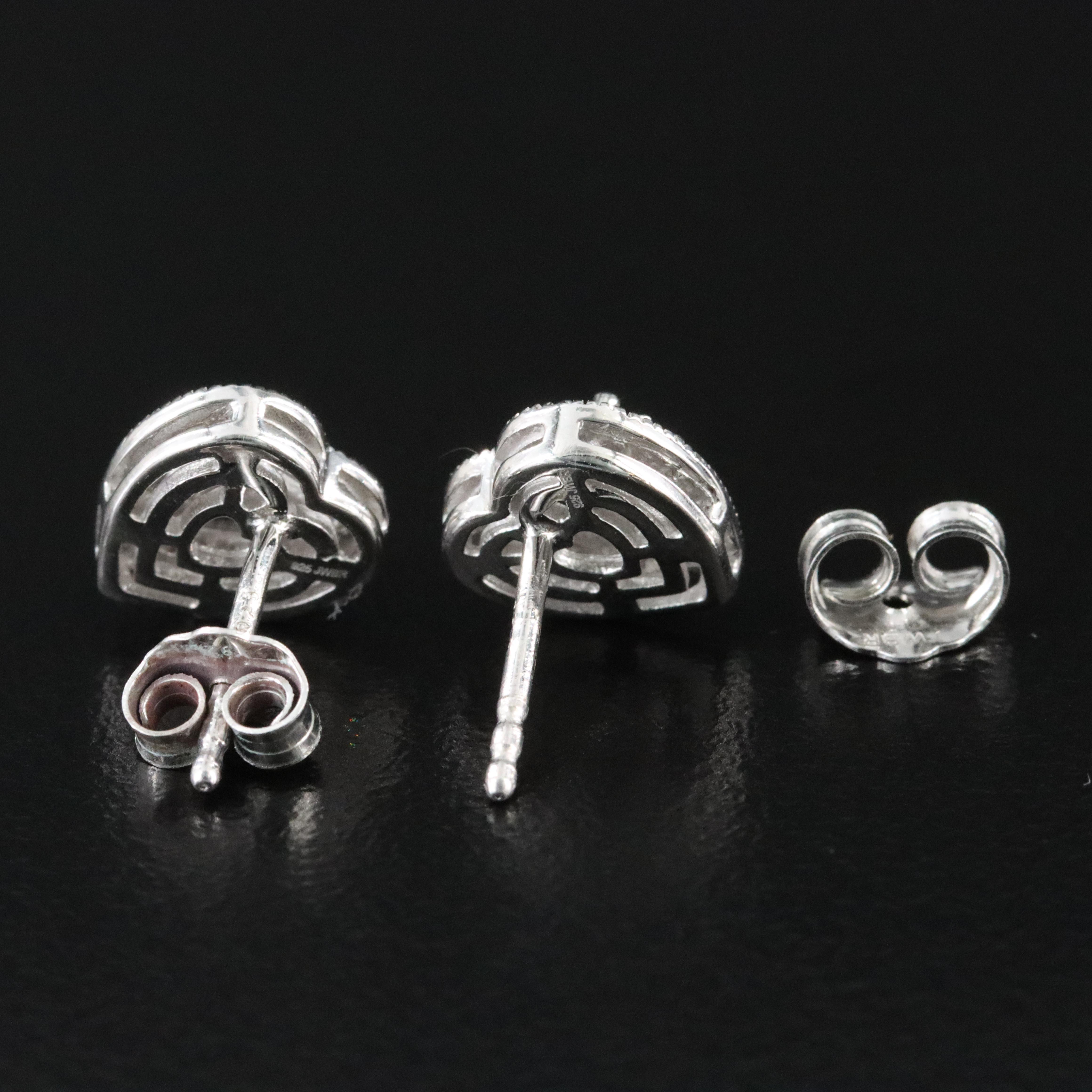 Sterling Diamond Heart Earrings