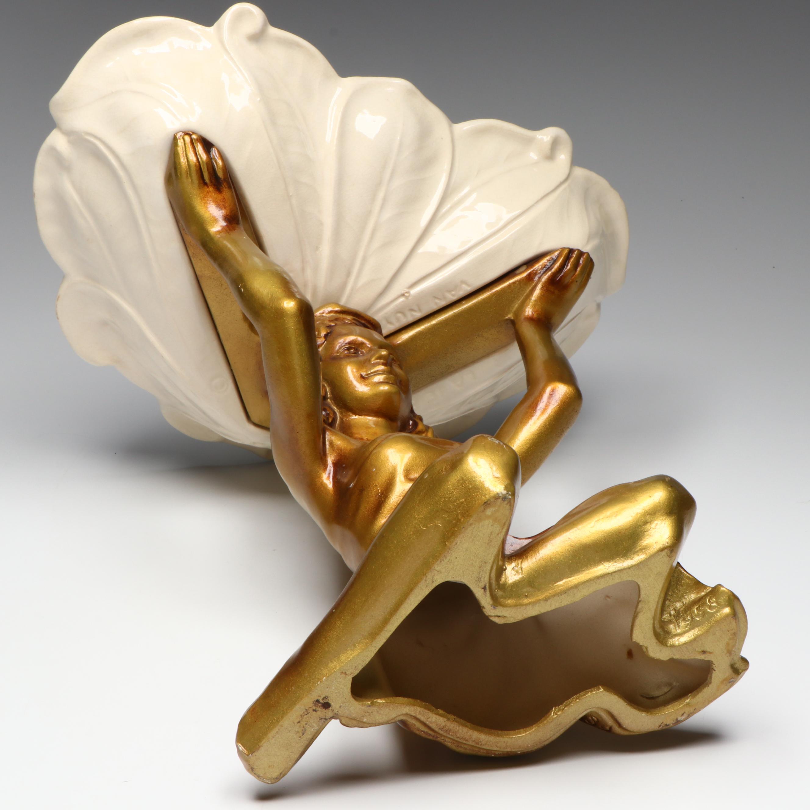 Lane & Co Van Nuys Pottery Kneeling Figural Compote, Mid-20th Century