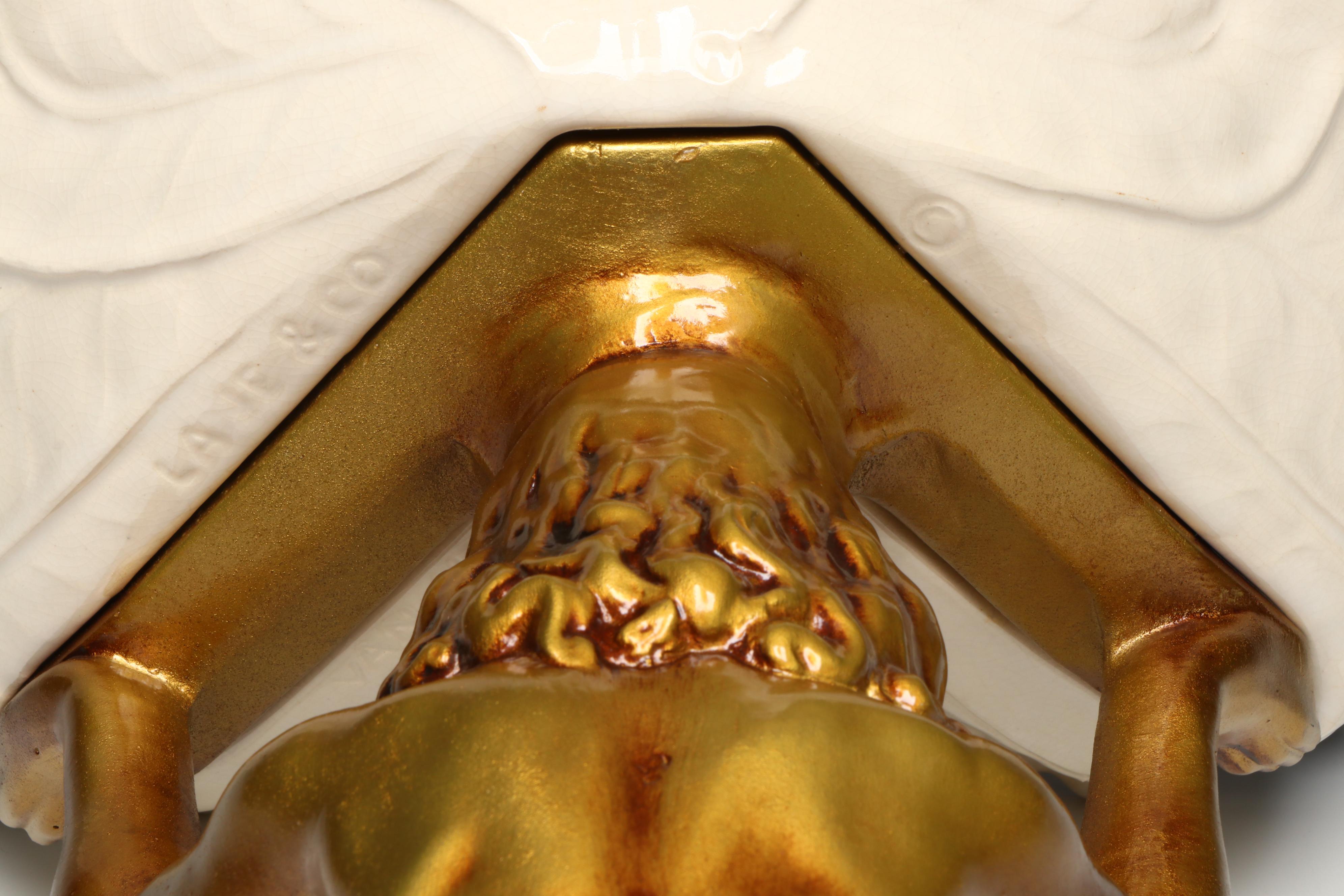 Lane & Co Van Nuys Pottery Kneeling Figural Compote, Mid-20th Century