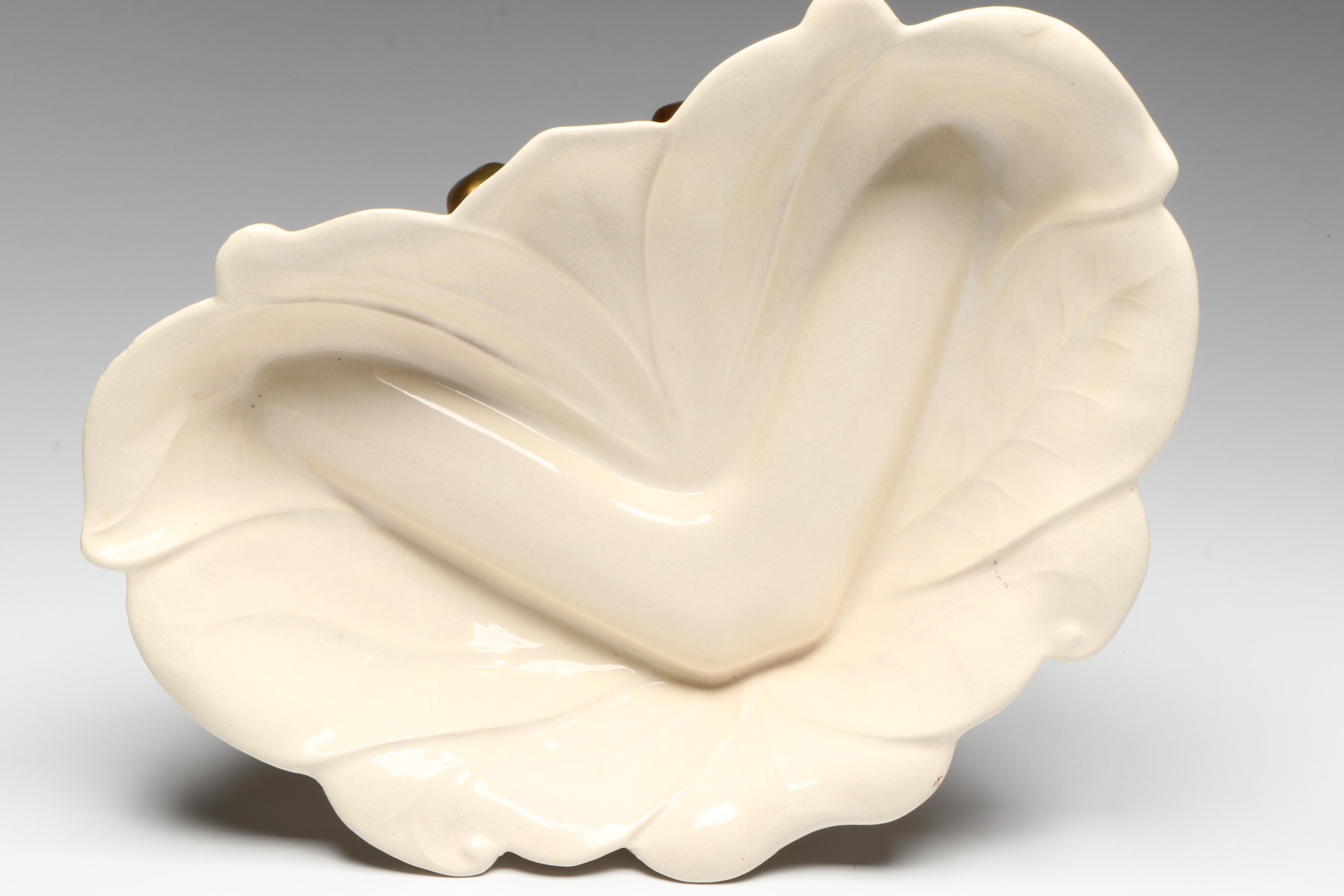 Lane & Co Van Nuys Pottery Kneeling Figural Compote, Mid-20th Century