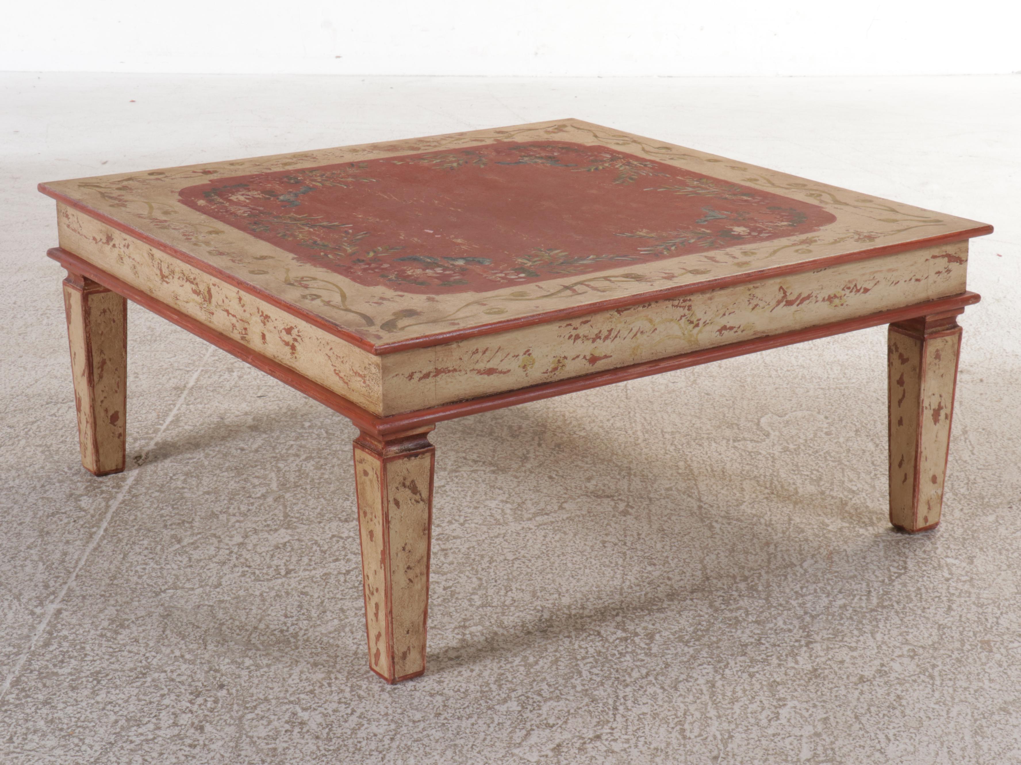 Paint Decorated Coffee Table, Mid to Late 20th Century