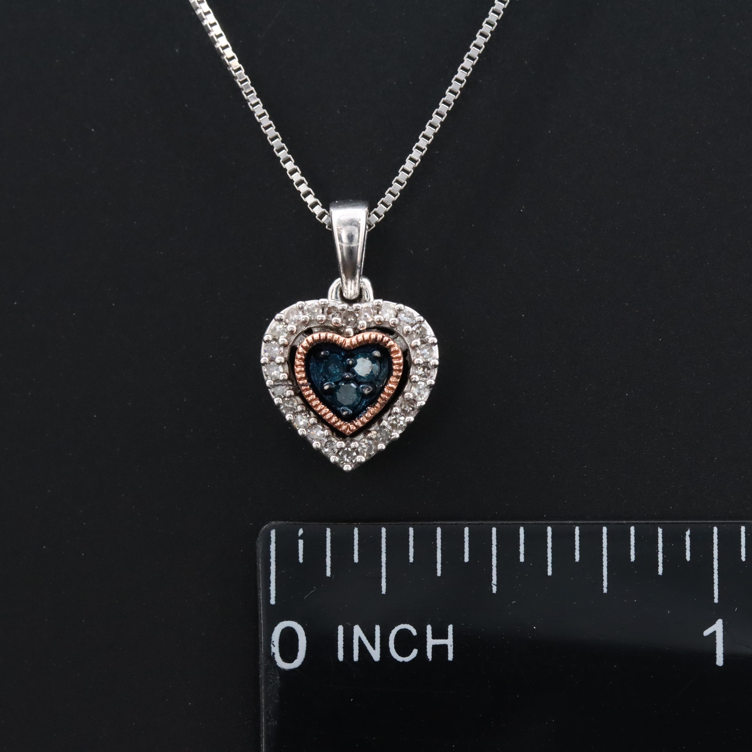 Sterling Lab Grown Diamond Heart Pendant Necklace with 10K Accent