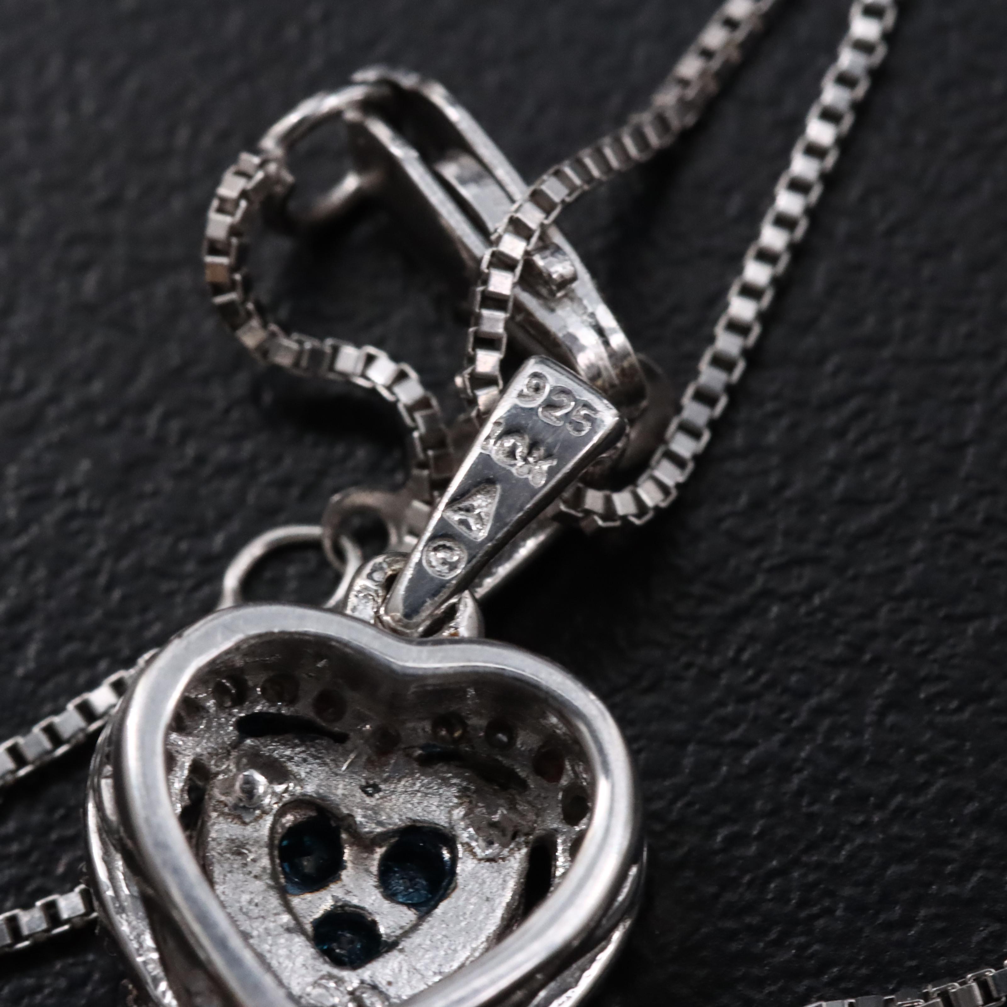 Sterling Lab Grown Diamond Heart Pendant Necklace with 10K Accent