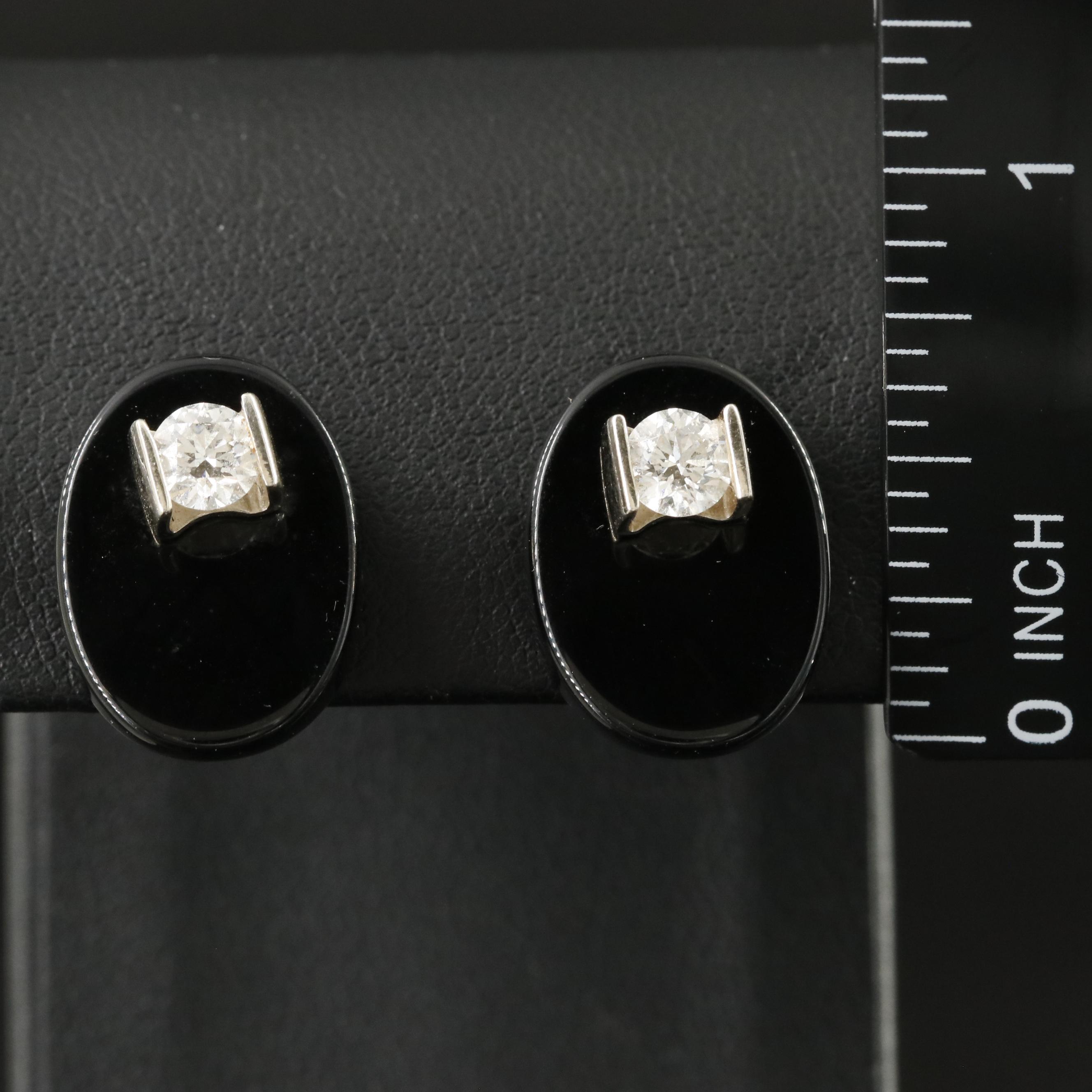 14K Diamond and Black Onyx Earrings