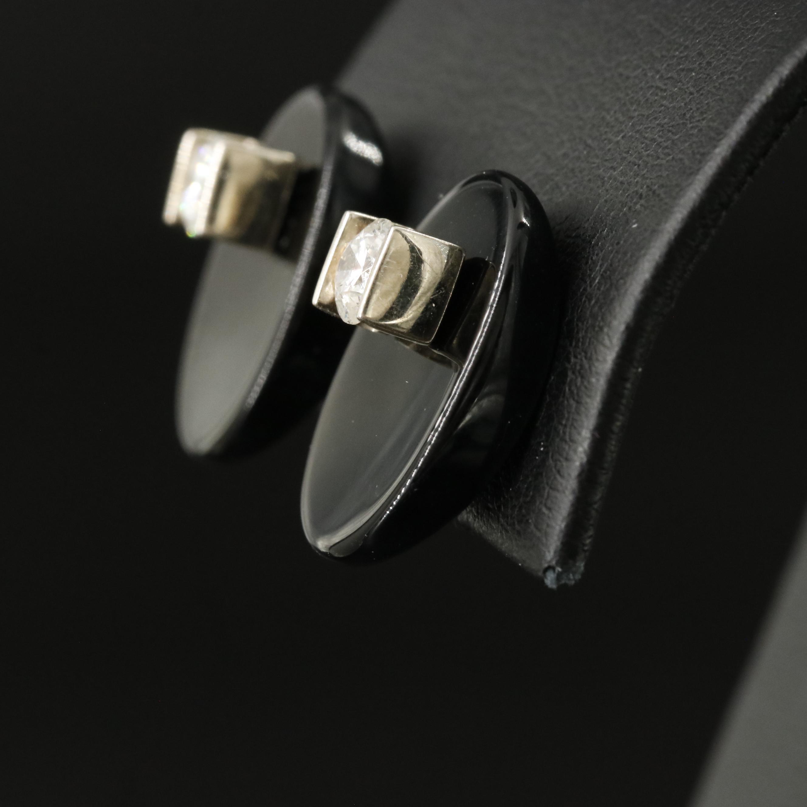 14K Diamond and Black Onyx Earrings