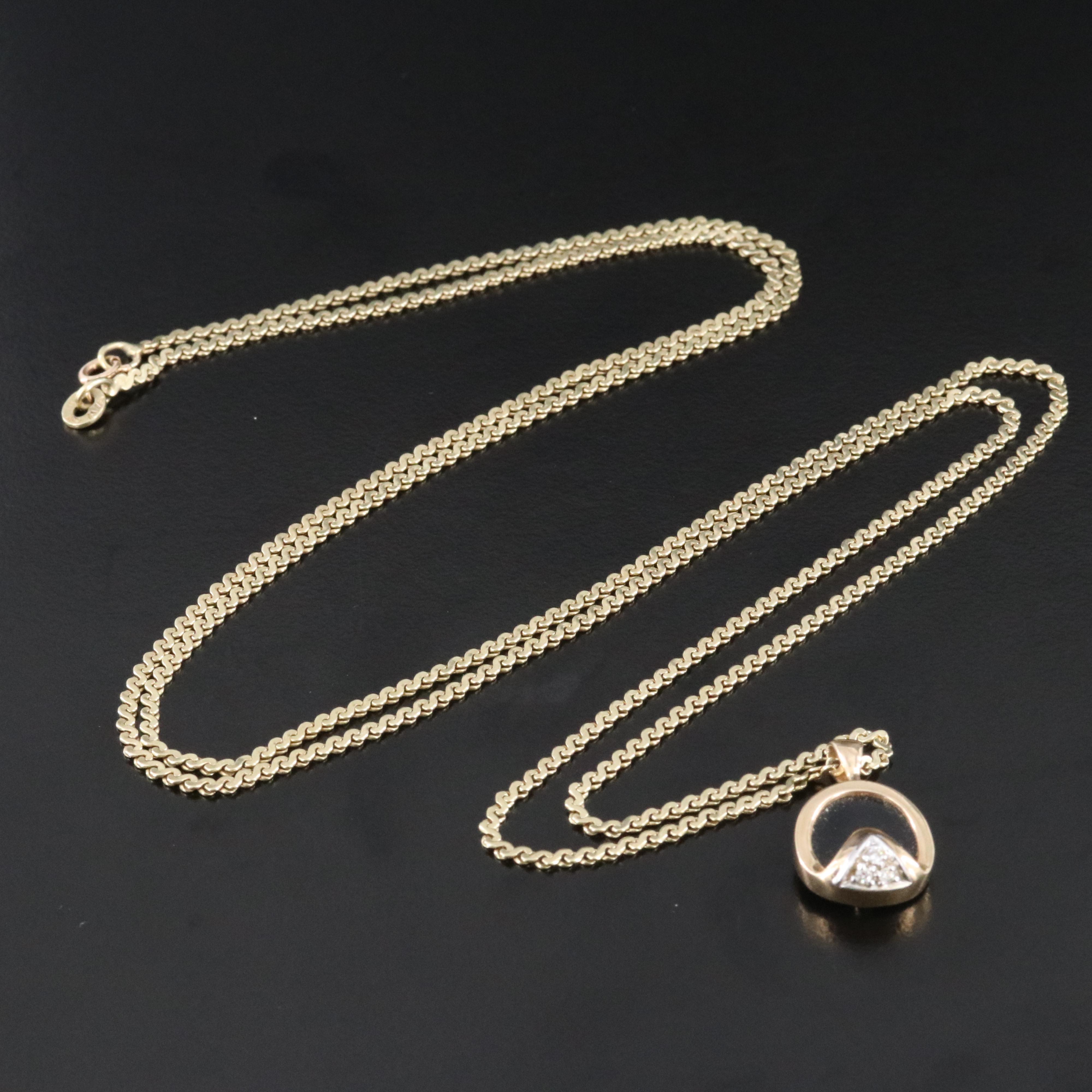 14K Black Onyx and Diamond Pendant Necklace