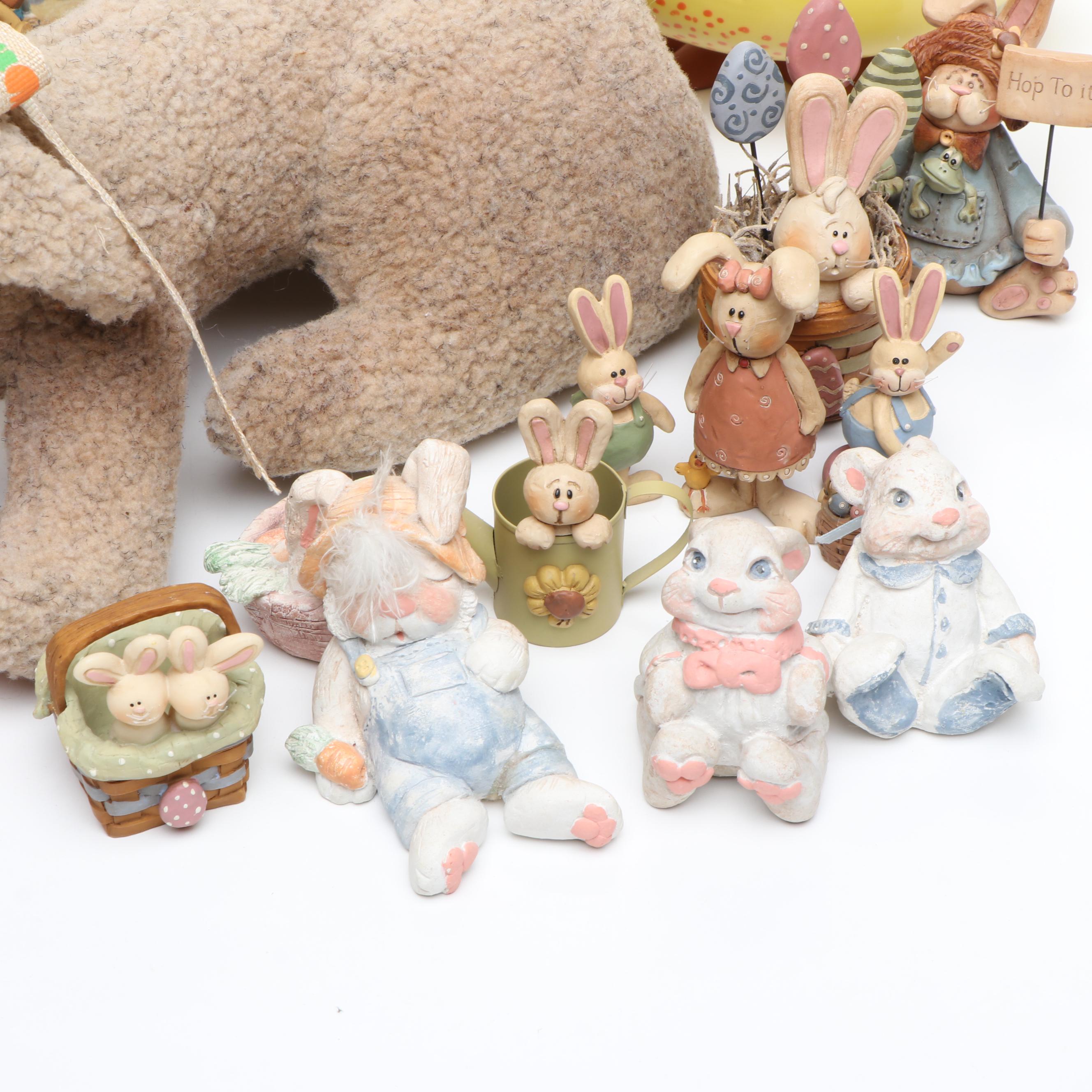 Hallmark Easter Chick Bowl with Other Rabbit Figurines, Box and Decor