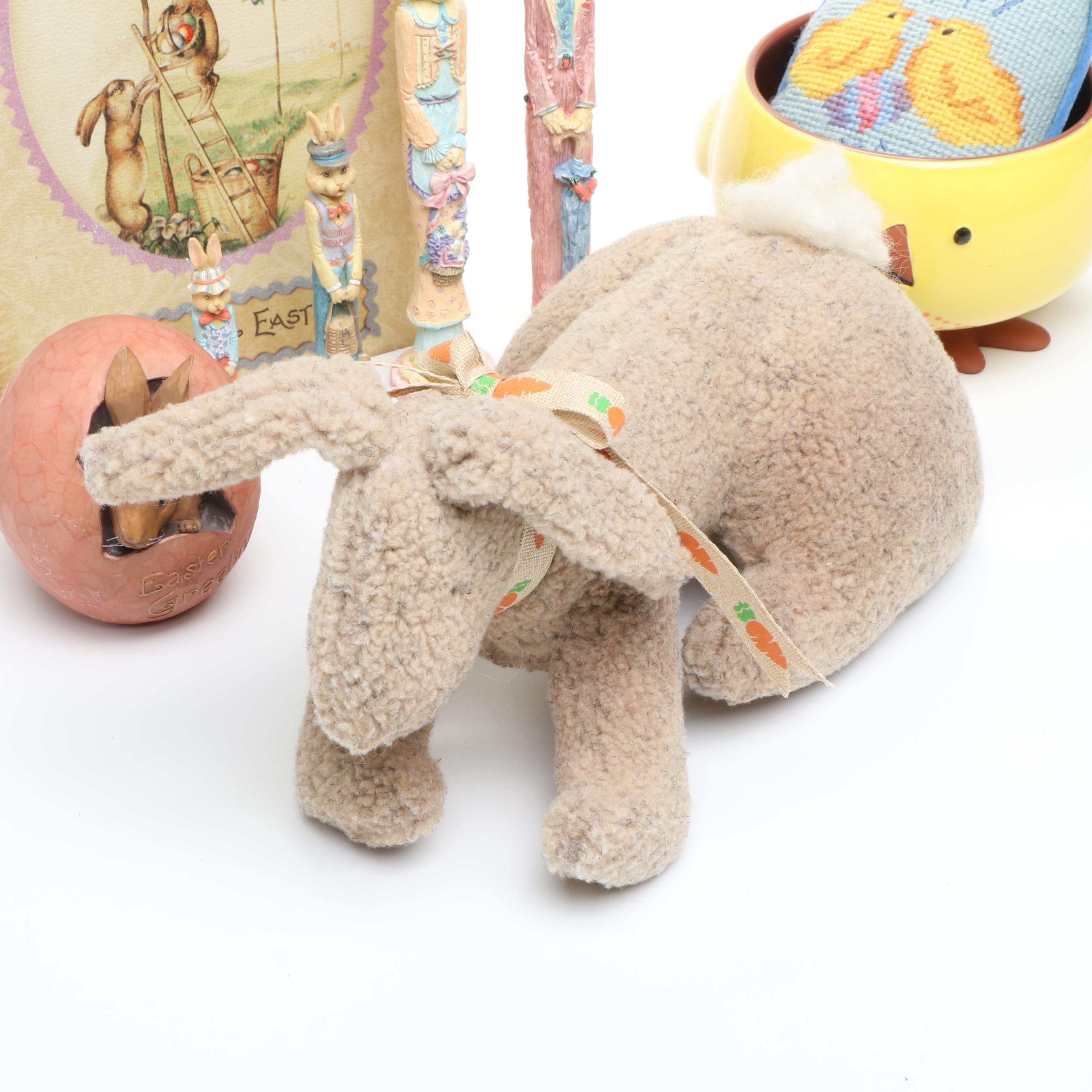 Hallmark Easter Chick Bowl with Other Rabbit Figurines, Box and Decor