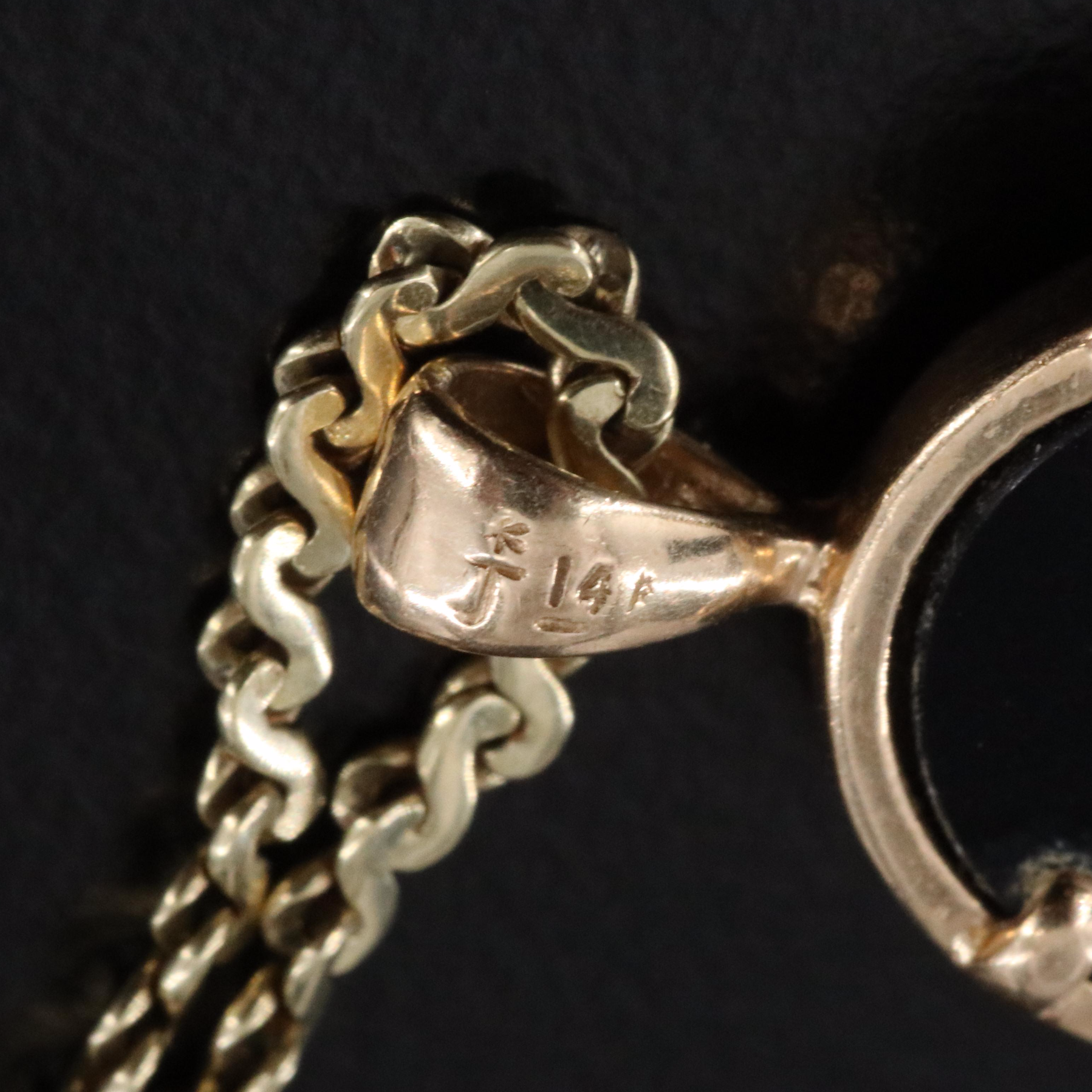 14K Black Onyx and Diamond Pendant Necklace