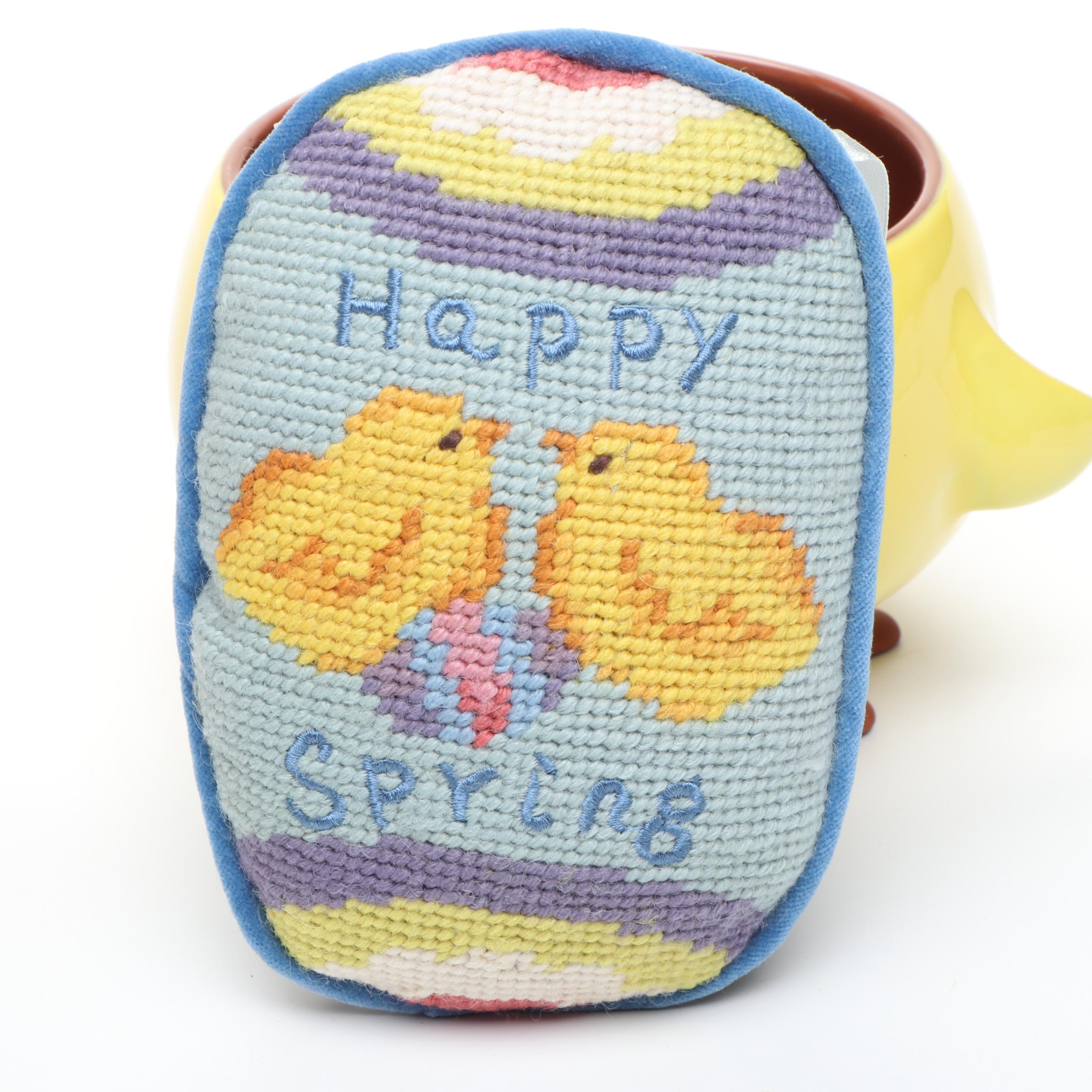 Hallmark Easter Chick Bowl with Other Rabbit Figurines, Box and Decor