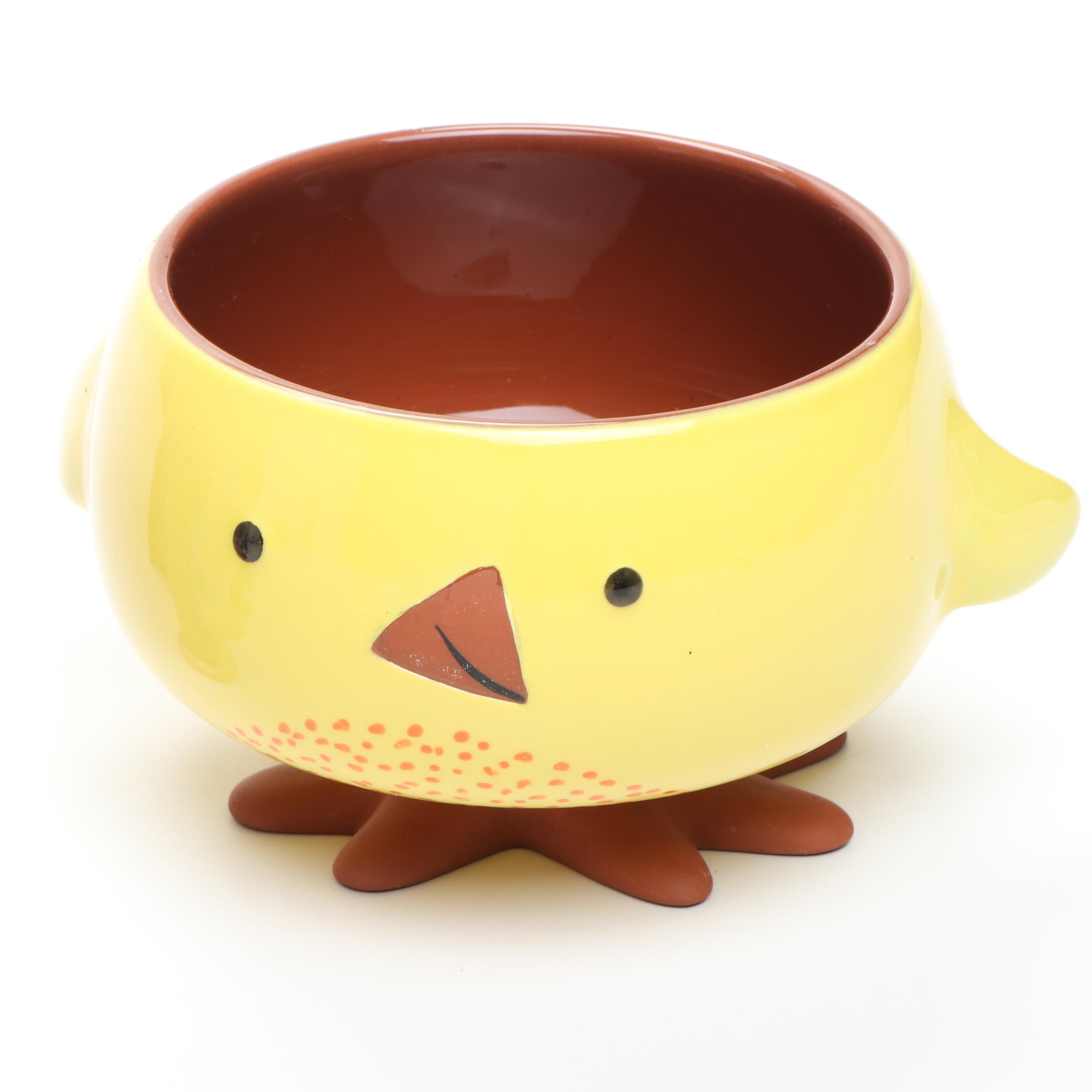 Hallmark Easter Chick Bowl with Other Rabbit Figurines, Box and Decor