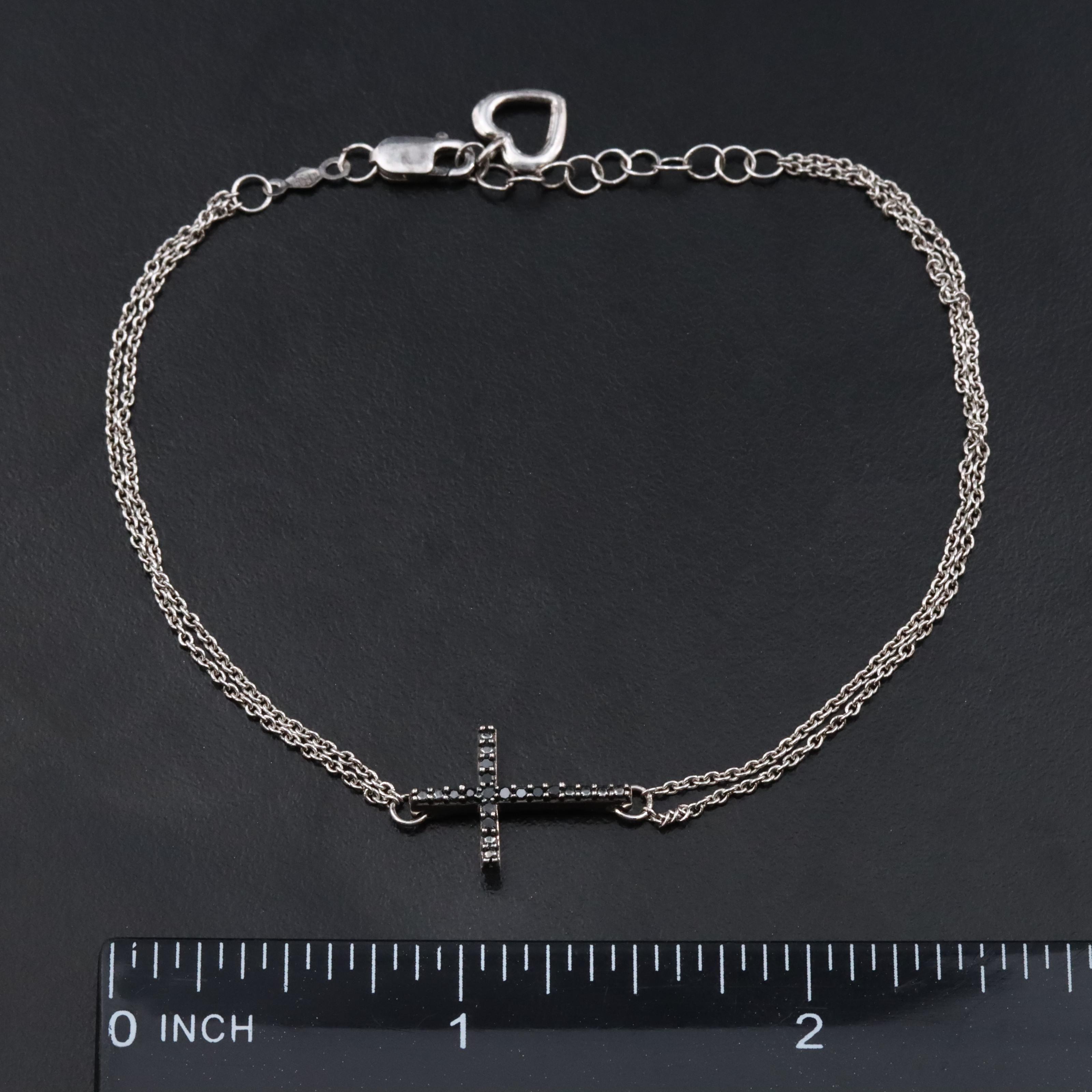 Sterling Fancy Black Lab Grown Diamond Cross Bracelet