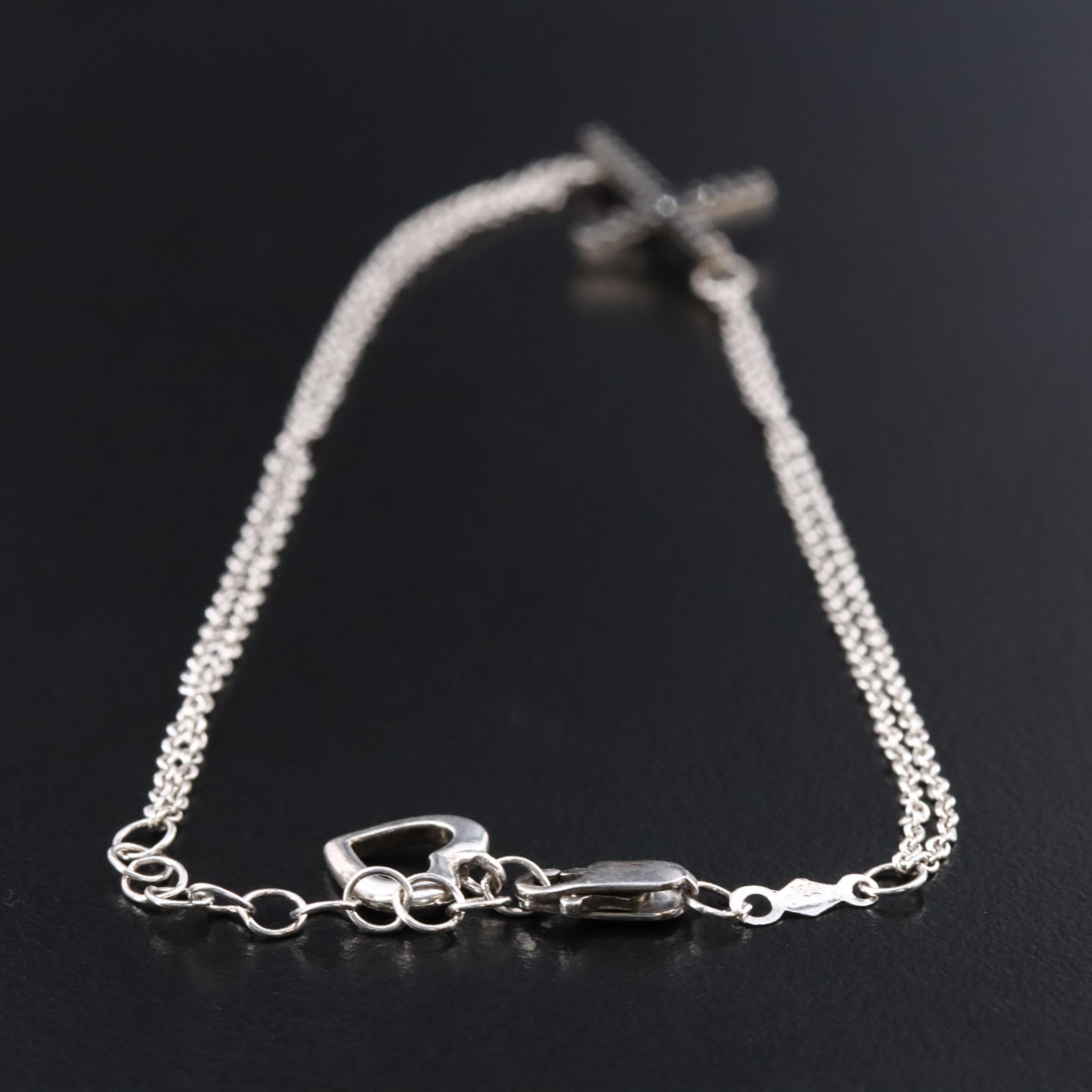 Sterling Fancy Black Lab Grown Diamond Cross Bracelet