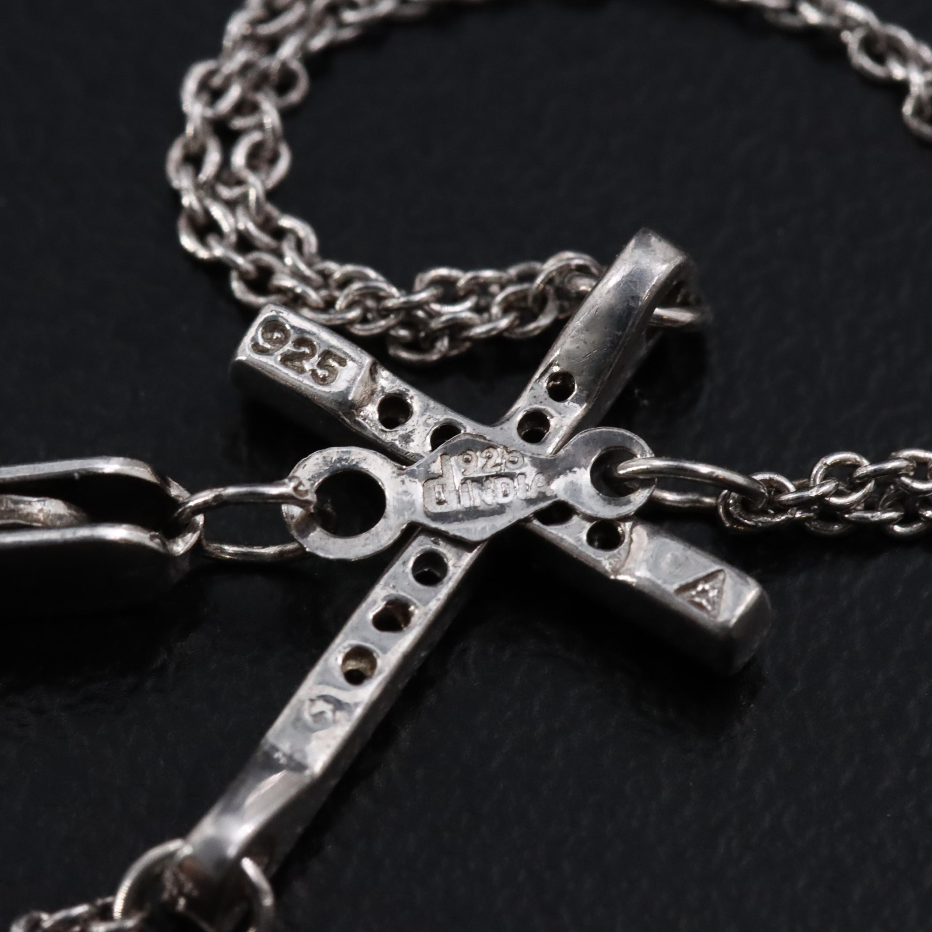 Sterling Fancy Black Lab Grown Diamond Cross Bracelet