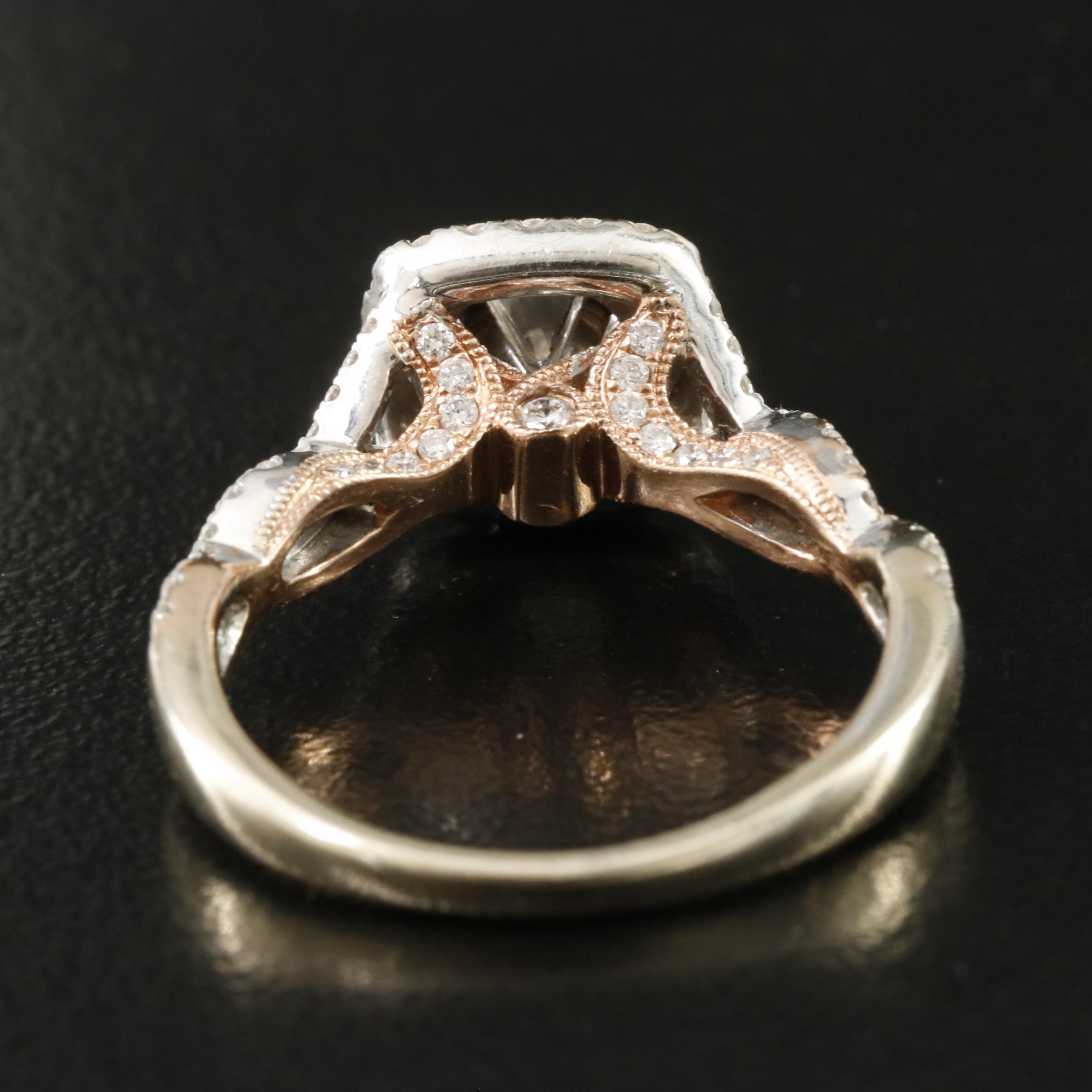 14K 0.91 CTW Diamond Ring with Rose Gold Accents