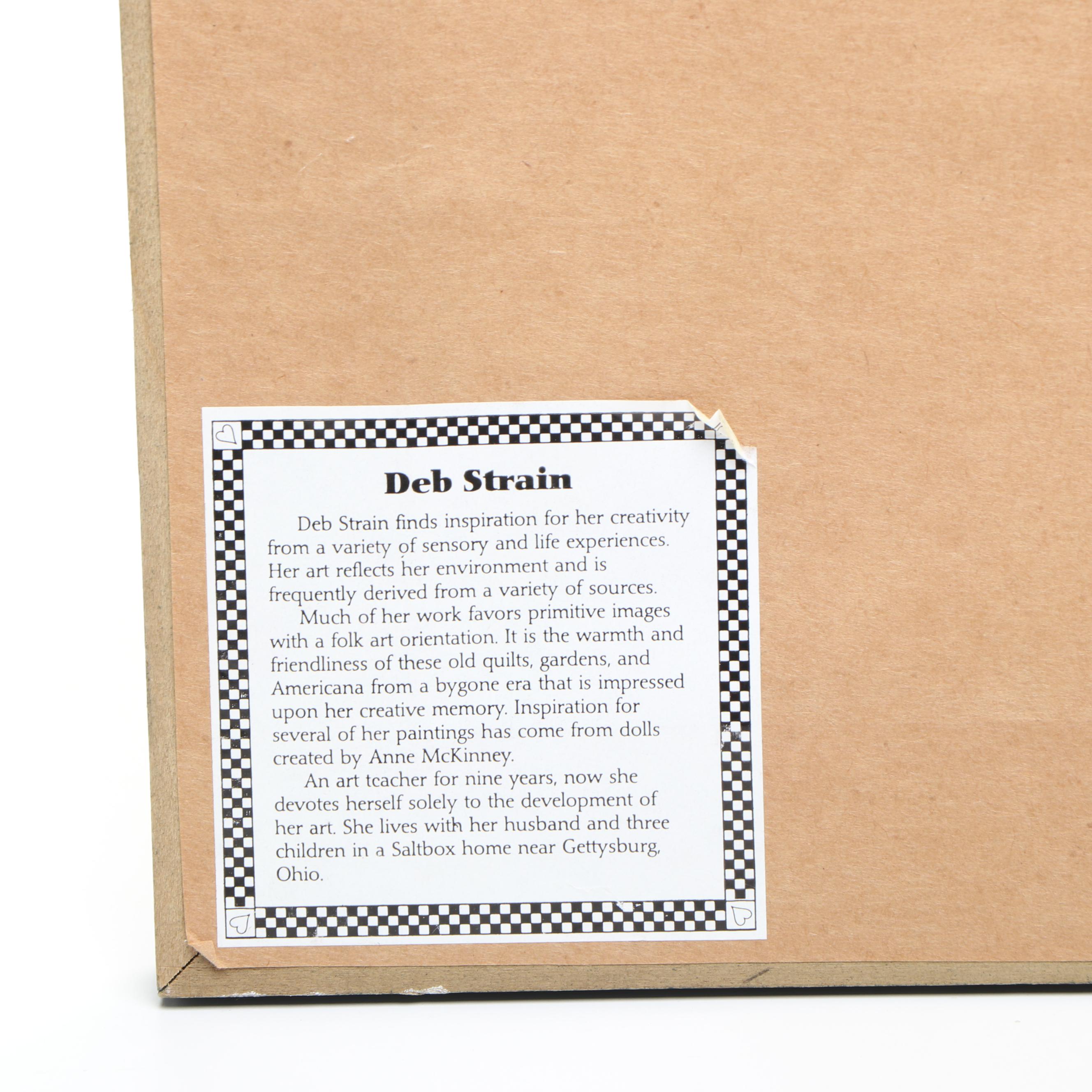 Christmas Folk Art Style Snowmen, Decorative Mittens and Deb Strain Print