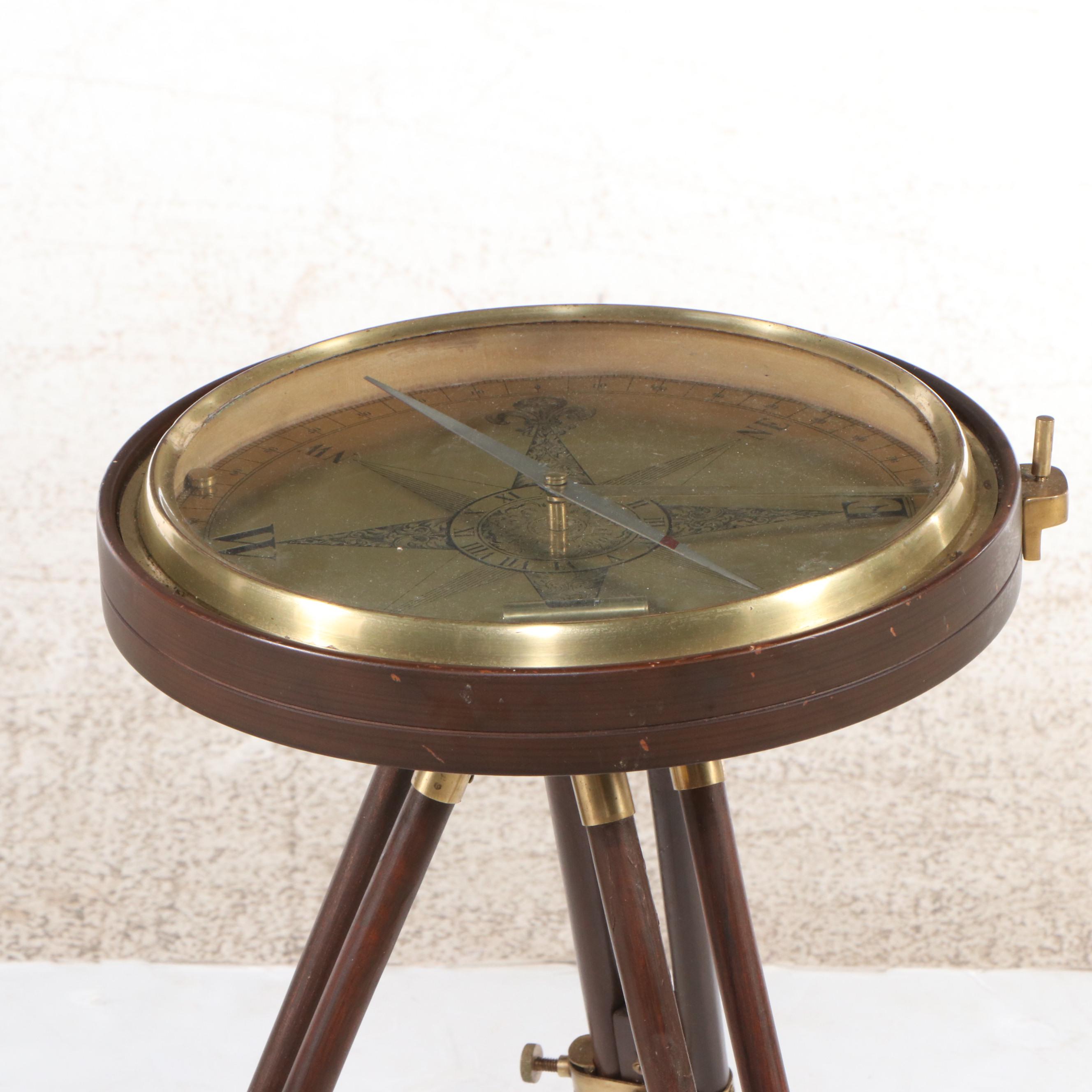 Decorative Tripod Compass Accent Table , 21st Century