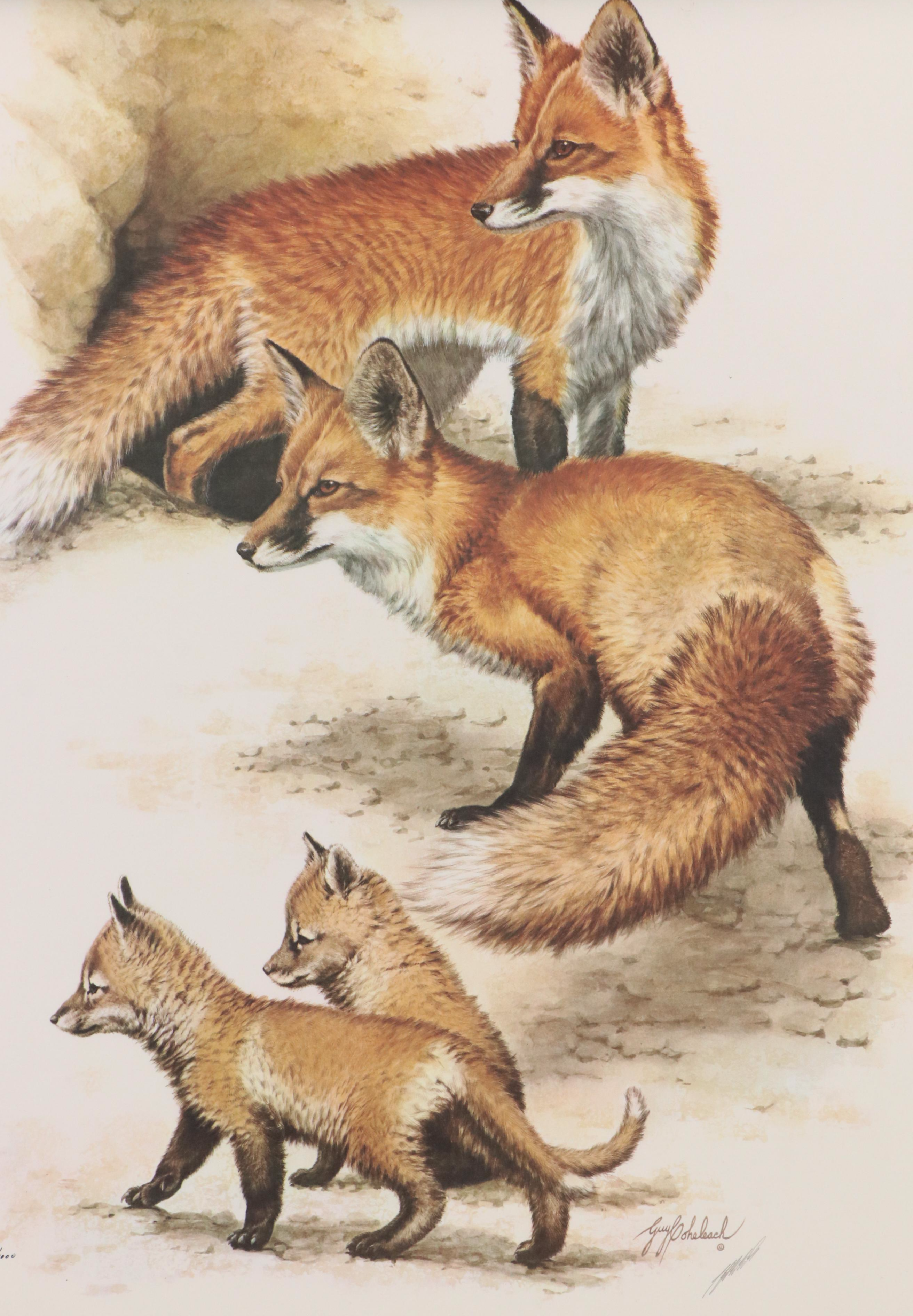 Guy Coheleach Offset Lithograph "Fox Den," Late 20th Century