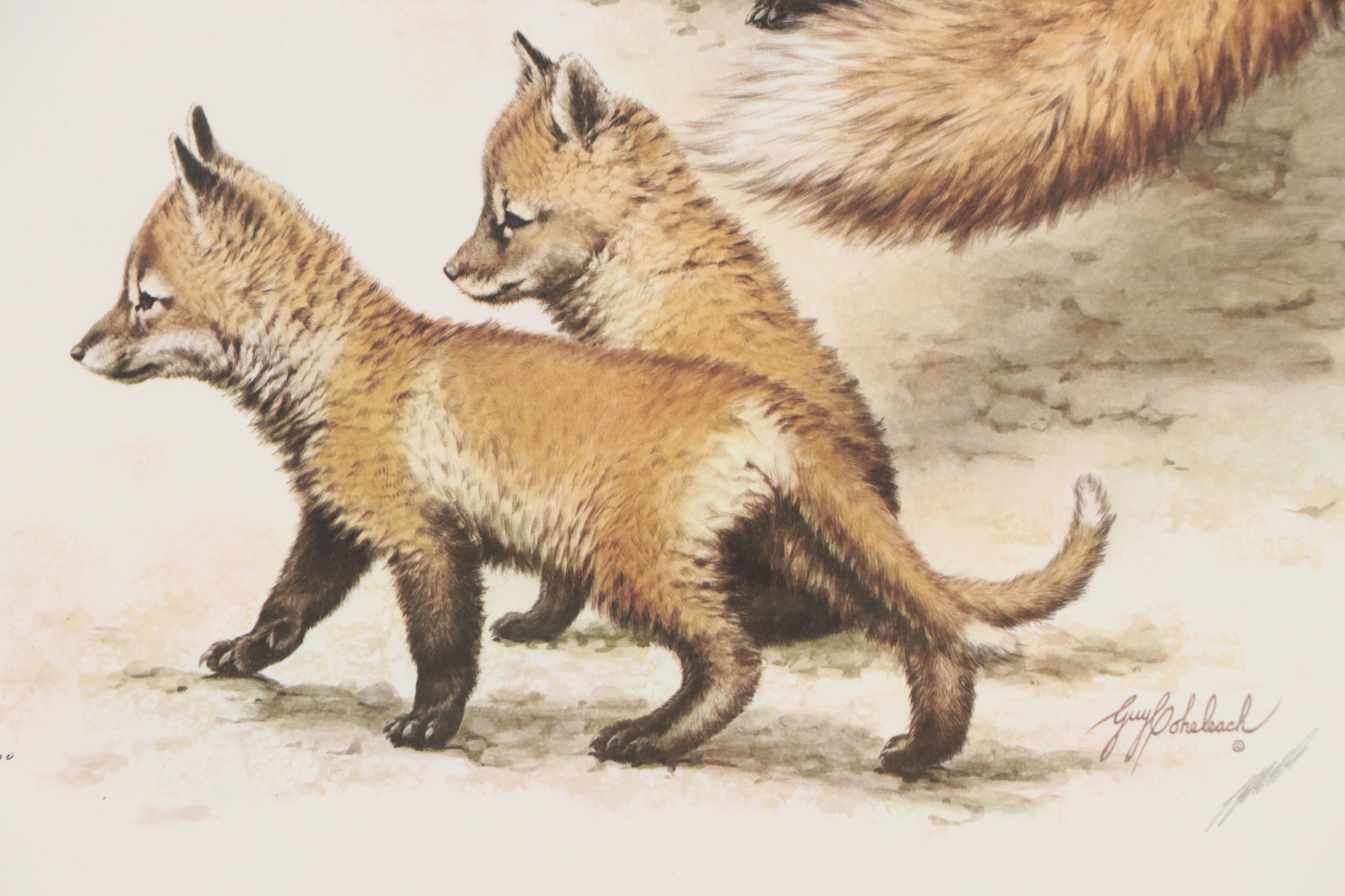 Guy Coheleach Offset Lithograph "Fox Den," Late 20th Century