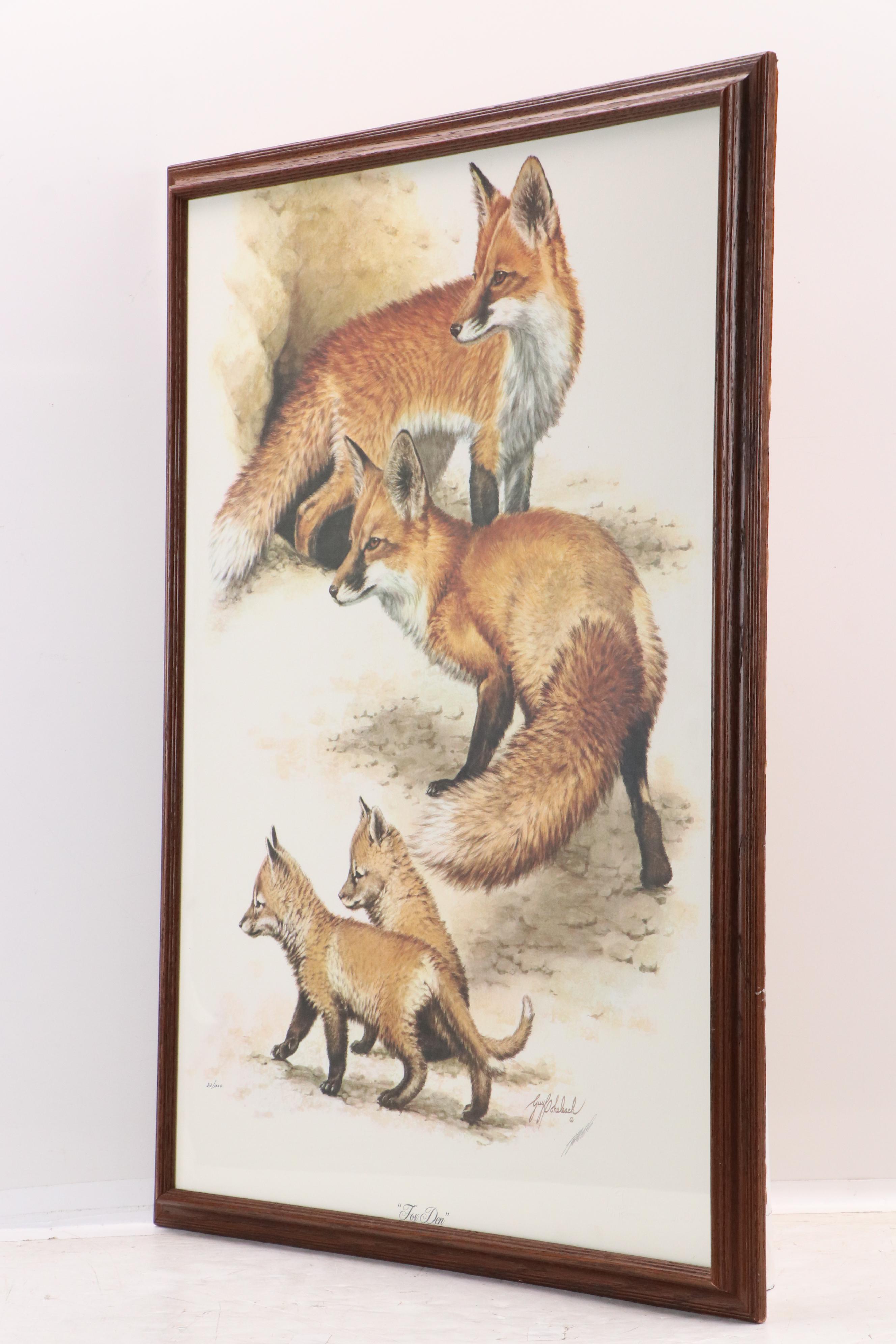 Guy Coheleach Offset Lithograph "Fox Den," Late 20th Century