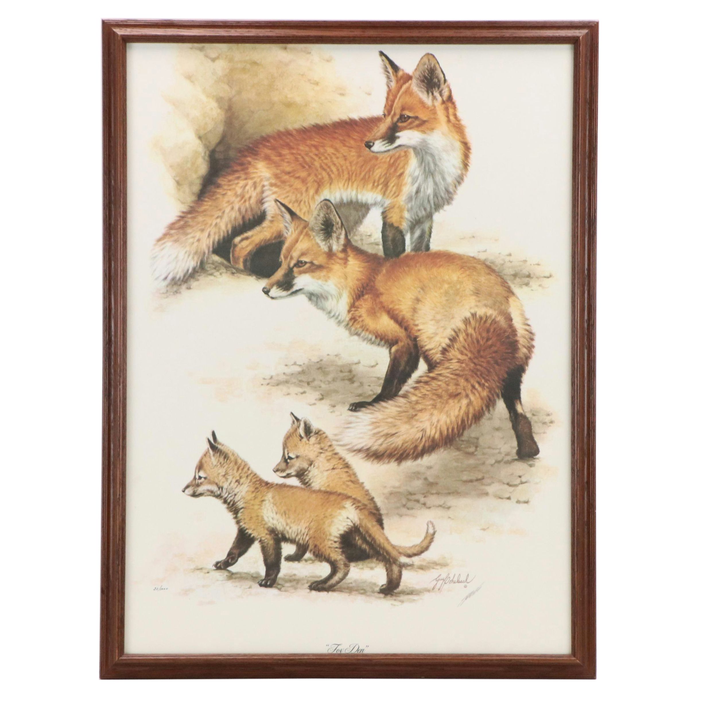 Guy Coheleach Offset Lithograph "Fox Den," Late 20th Century