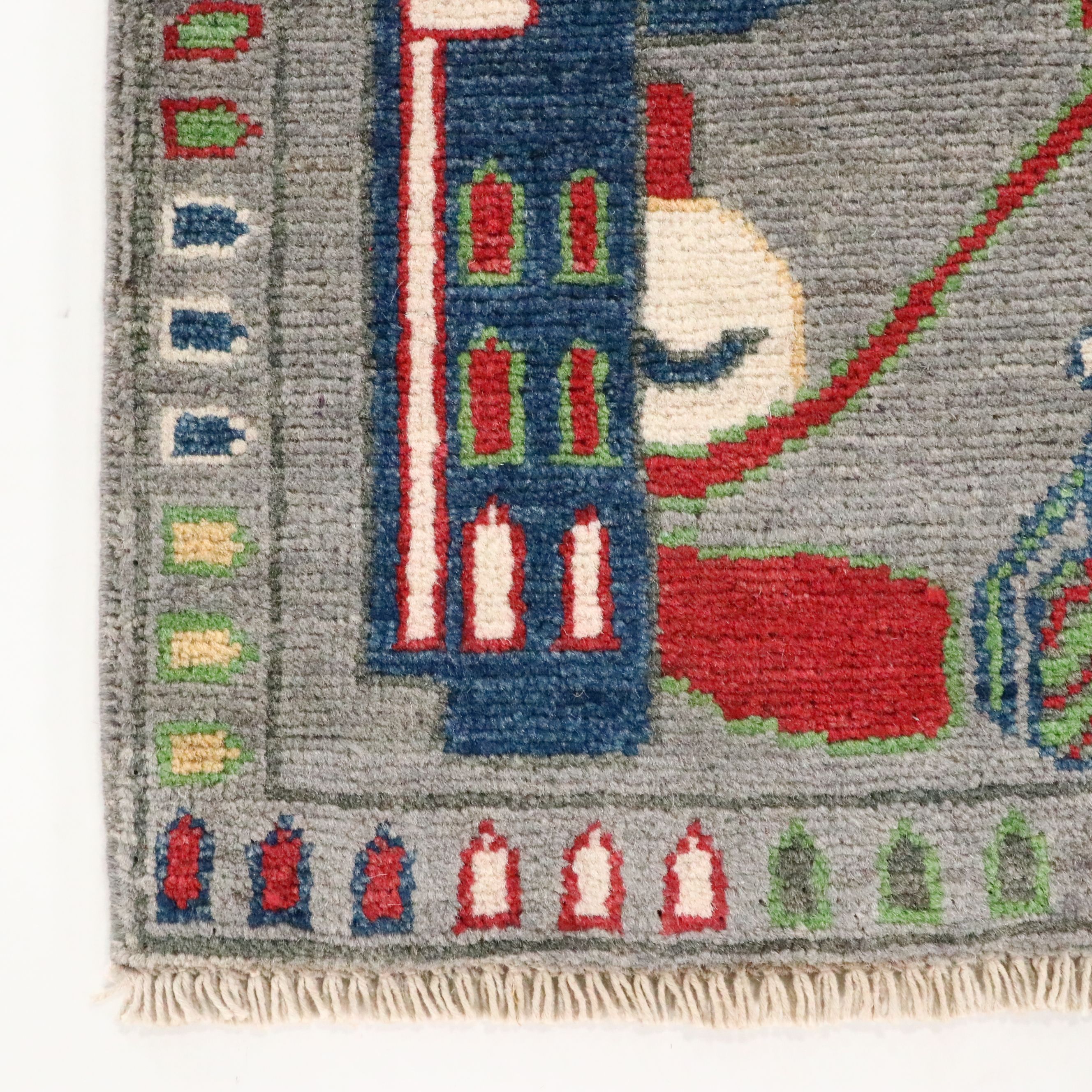 2'9 x 4'3 Hand-Knotted Afghan Pictorial War Accent Rug