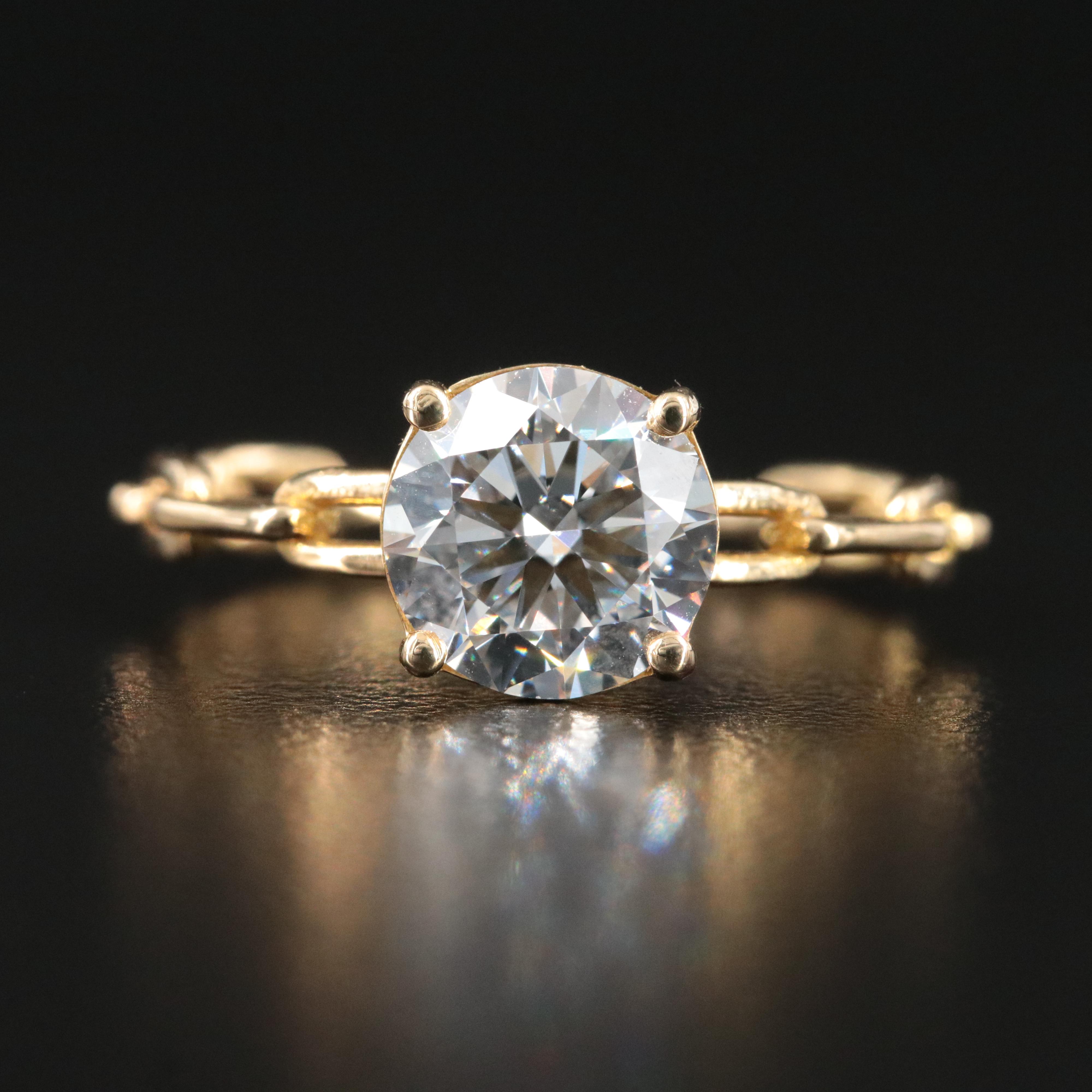 18K 2.00 CT Lab Grown Diamond Cable Link Ring with 14K Accent and IGI Report