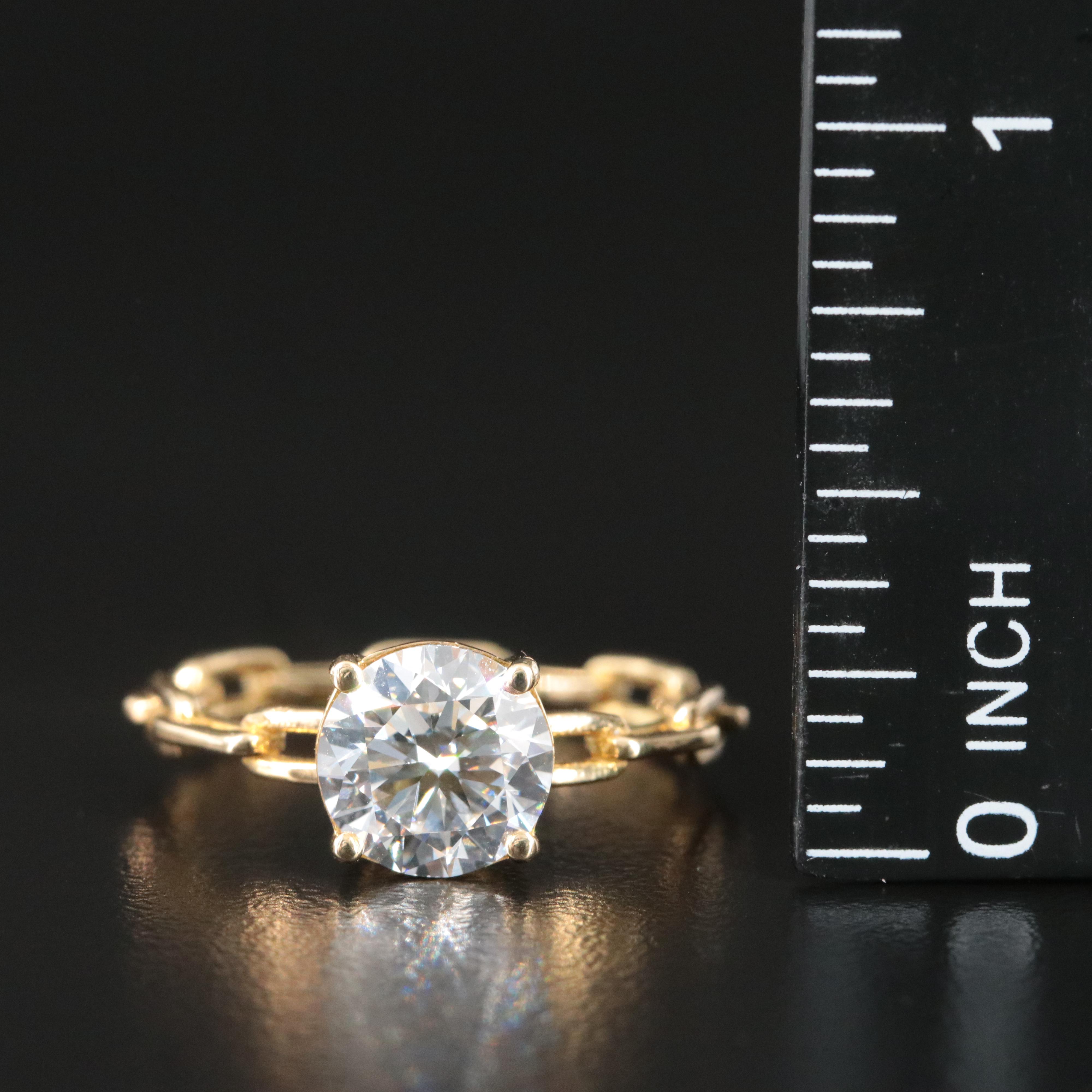 18K 2.00 CT Lab Grown Diamond Cable Link Ring with 14K Accent and IGI Report