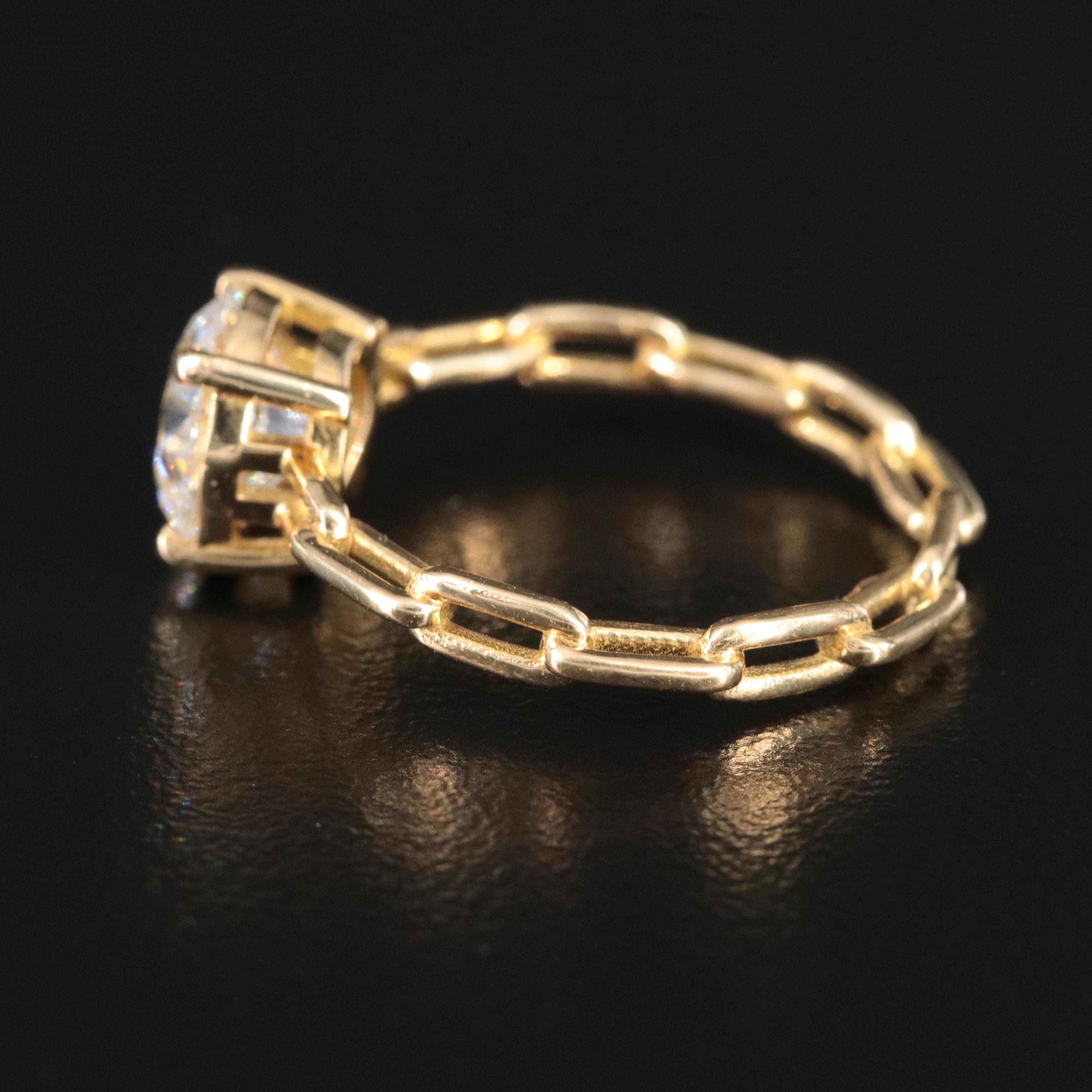 18K 2.00 CT Lab Grown Diamond Cable Link Ring with 14K Accent and IGI Report