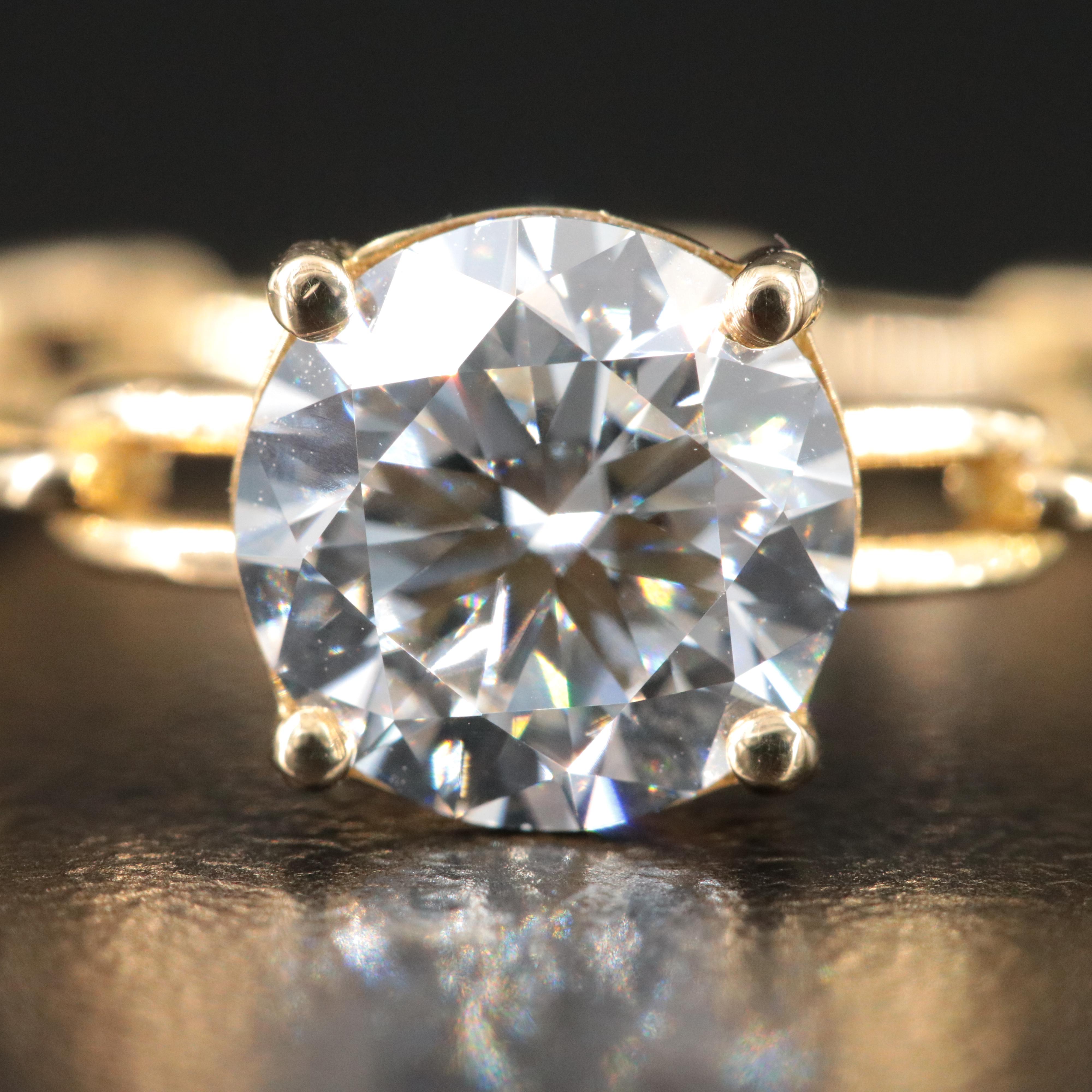 18K 2.00 CT Lab Grown Diamond Cable Link Ring with 14K Accent and IGI Report