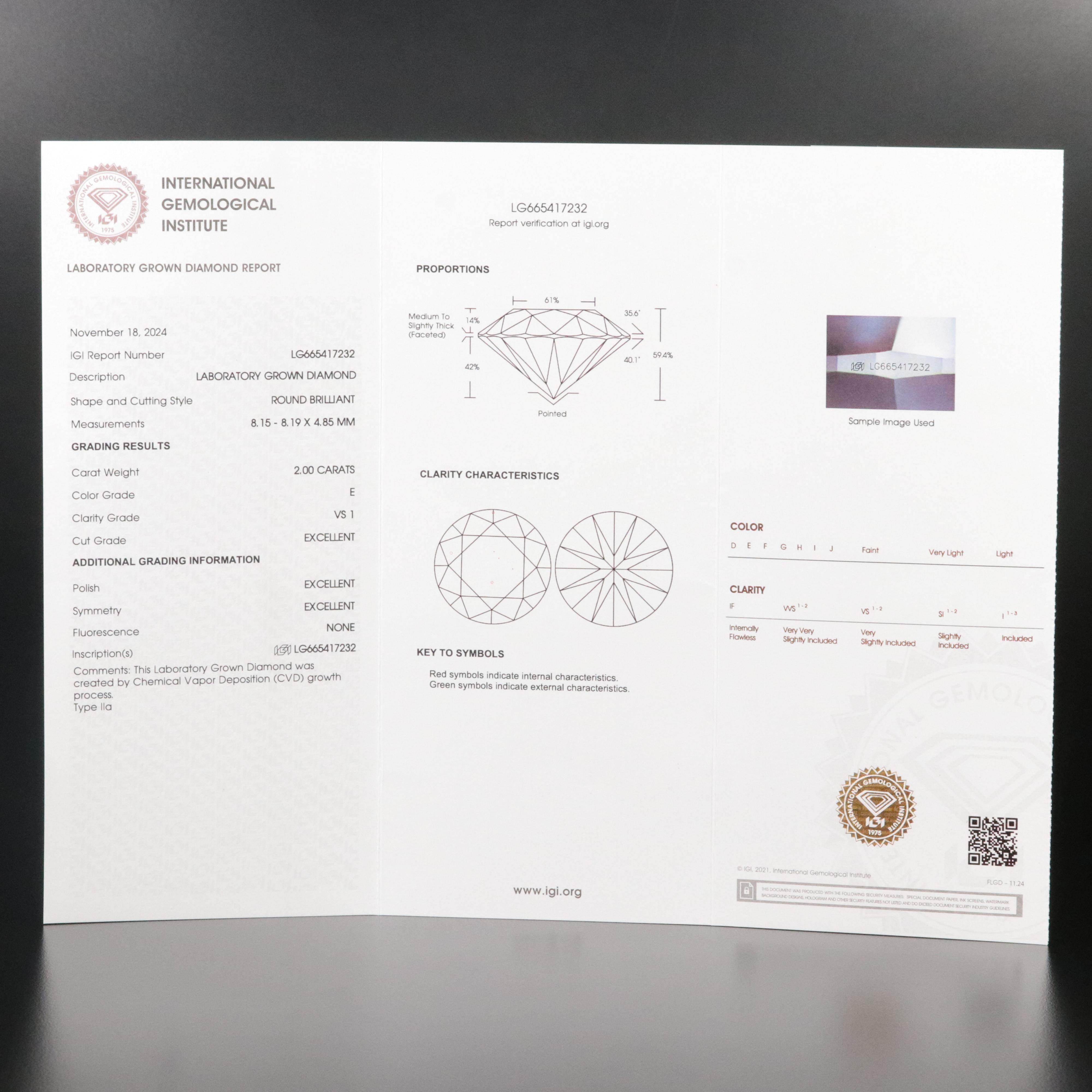 18K 2.00 CT Lab Grown Diamond Cable Link Ring with 14K Accent and IGI Report