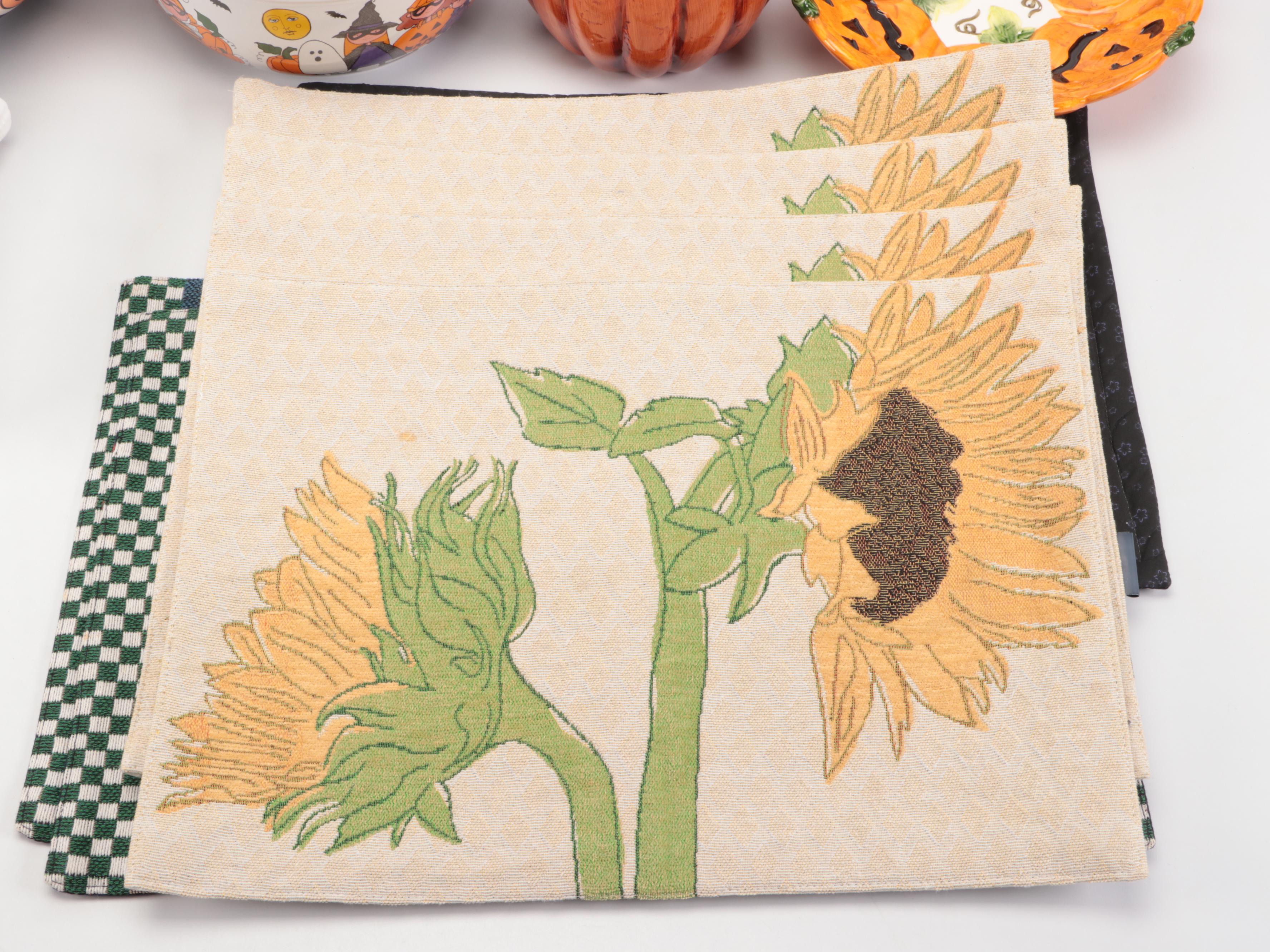 Mary Engelbreit Bowl with Other Fall and Halloween Themed Tableware