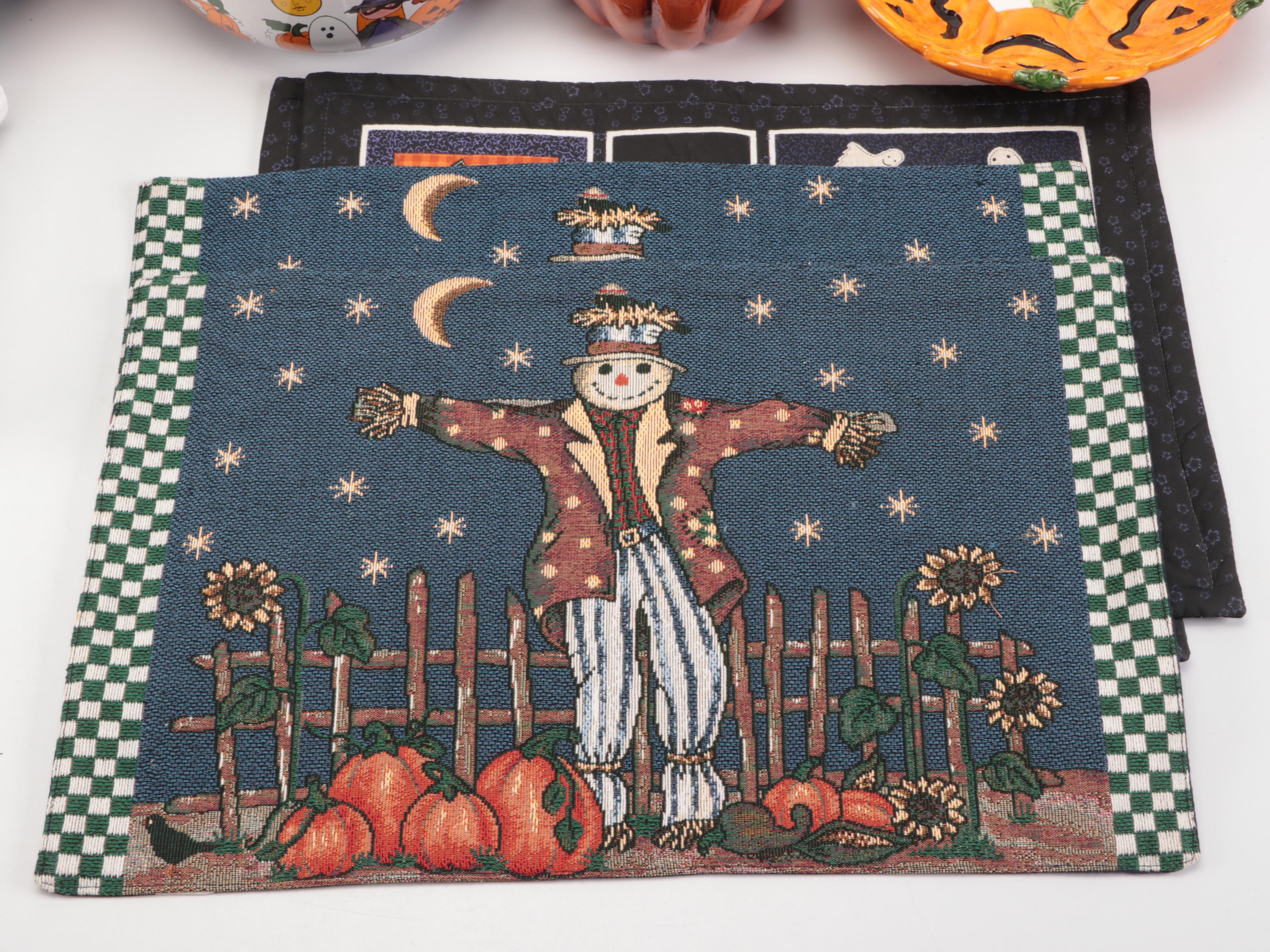 Mary Engelbreit Bowl with Other Fall and Halloween Themed Tableware