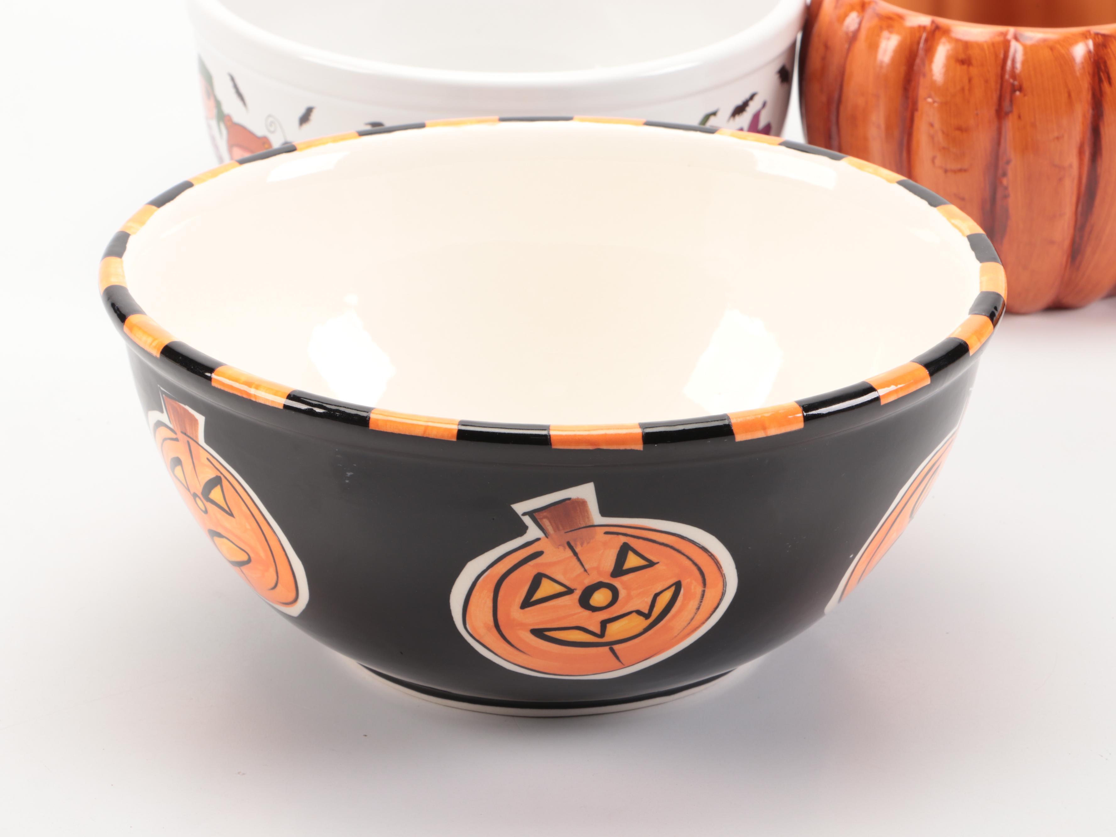 Mary Engelbreit Bowl with Other Fall and Halloween Themed Tableware