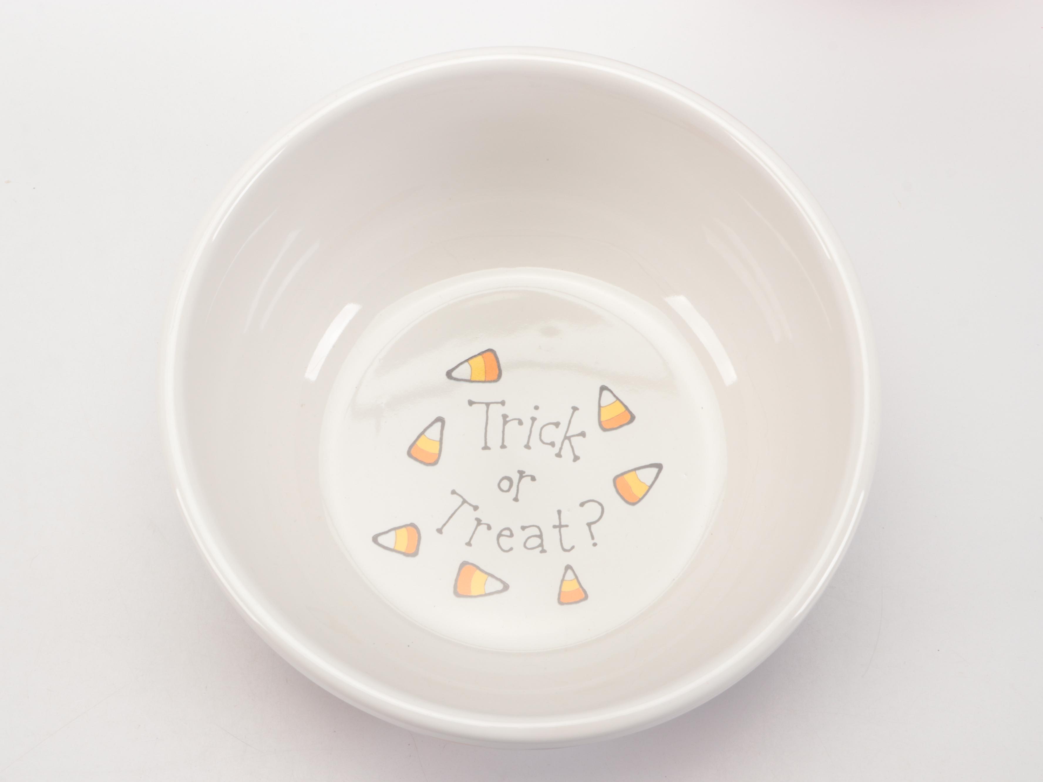 Mary Engelbreit Bowl with Other Fall and Halloween Themed Tableware