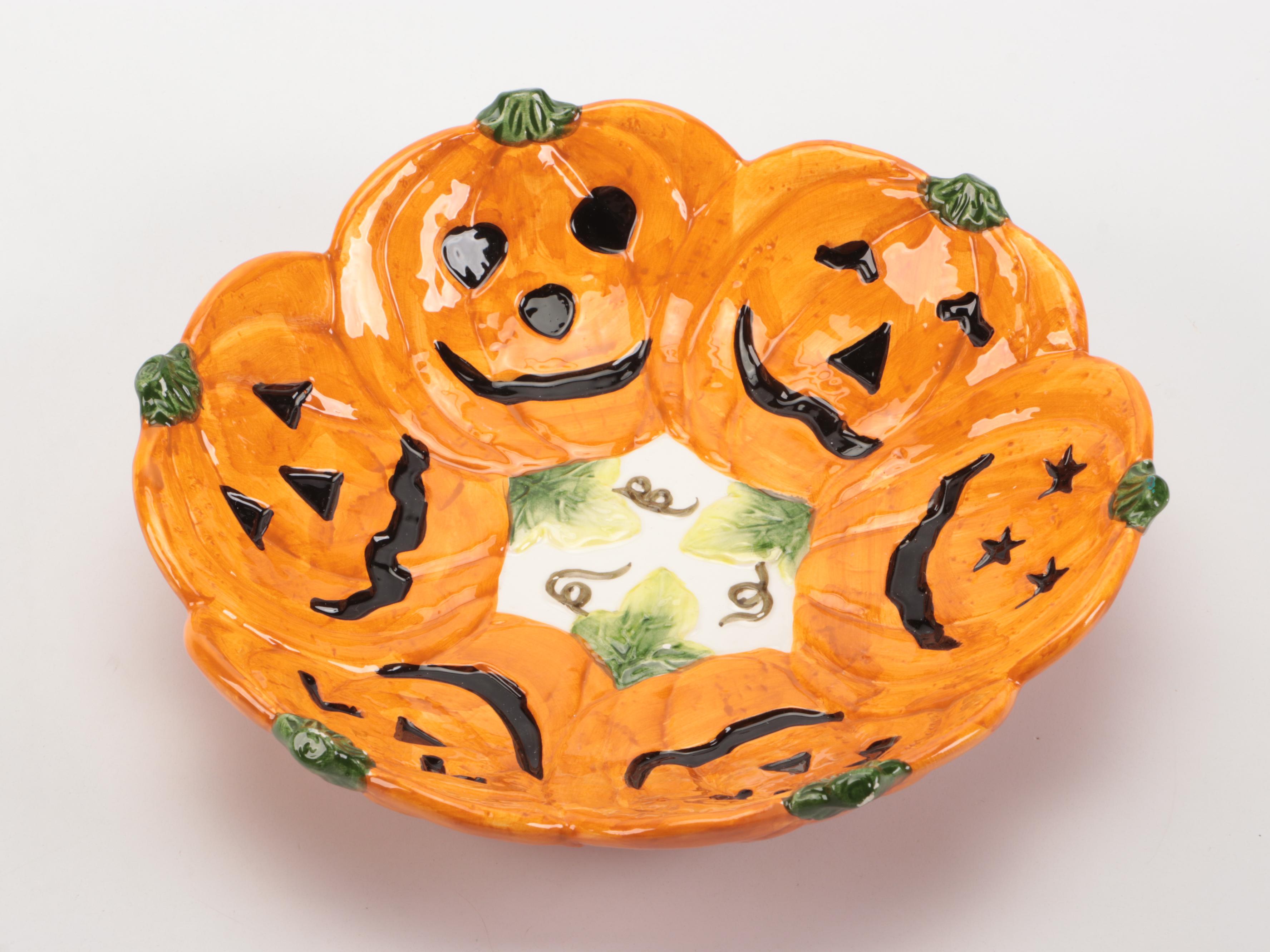 Mary Engelbreit Bowl with Other Fall and Halloween Themed Tableware