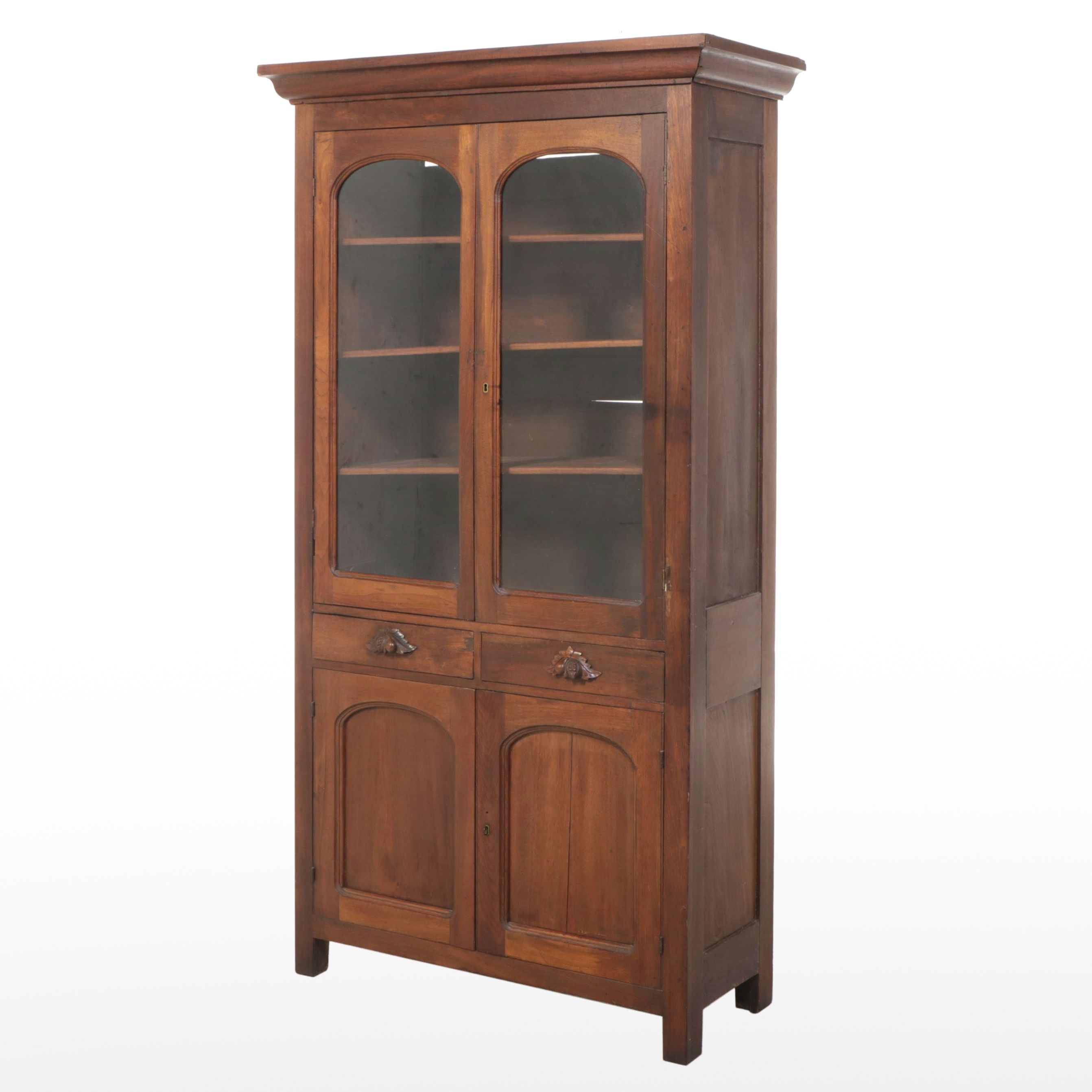 Victorian Carved Walnut China Cabinet