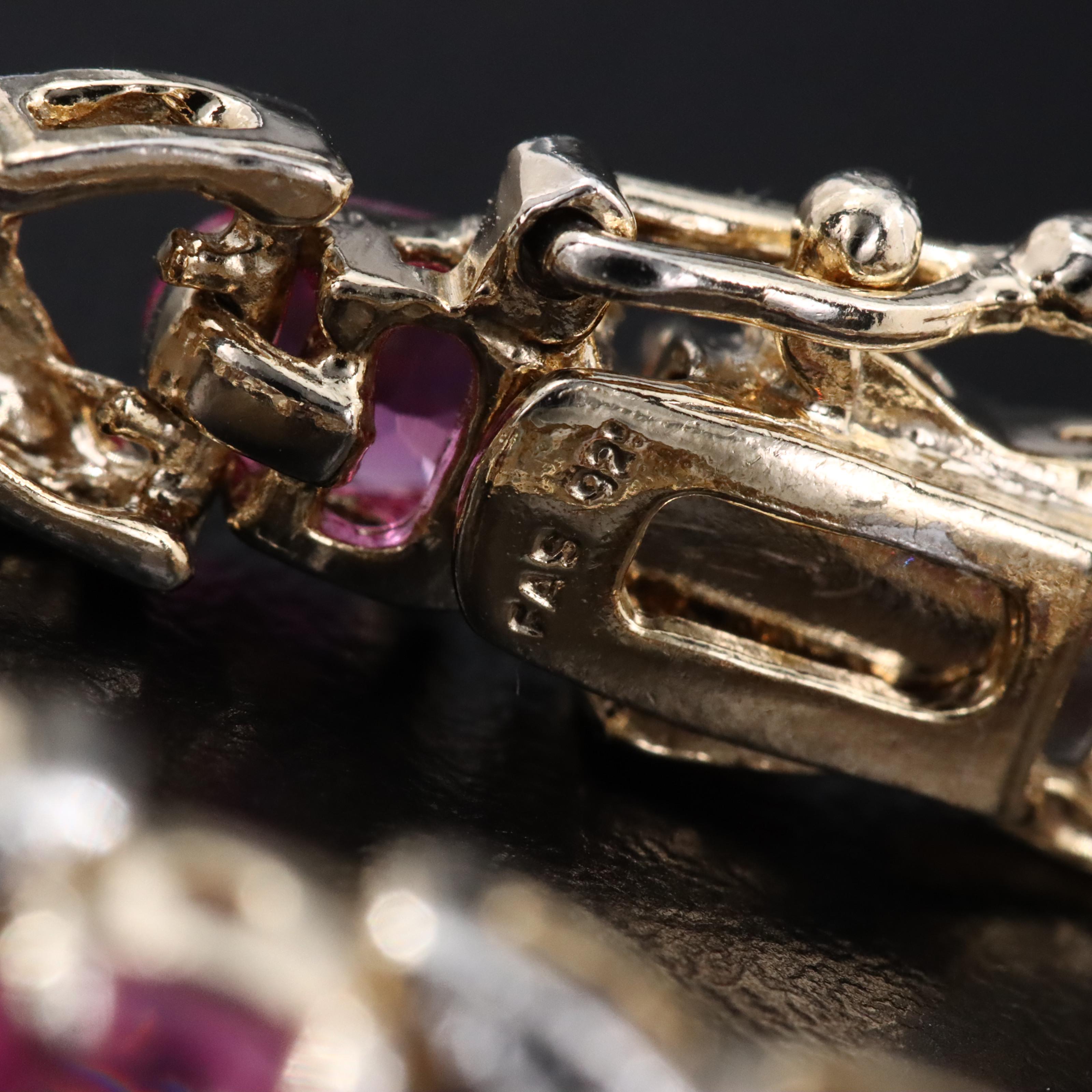 Sterling Pink Sapphire and Diamond Accent Bracelet