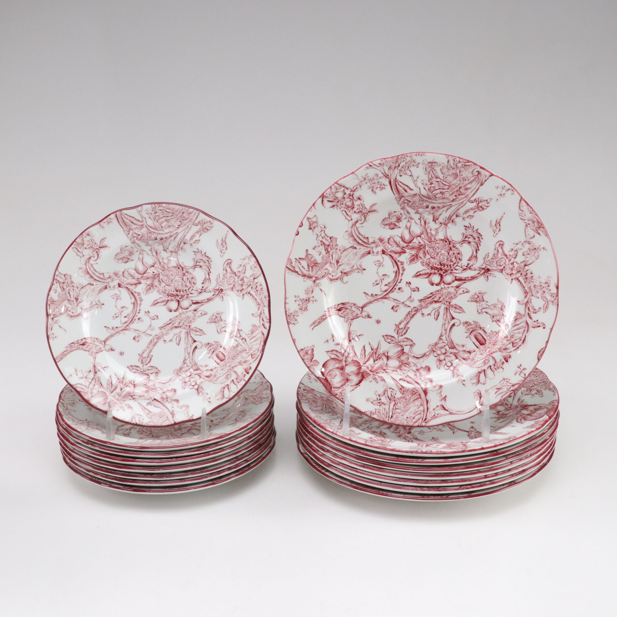 Spode Williamsburg "Provincial Garden" Cranberry Dinnerware Set for Eight