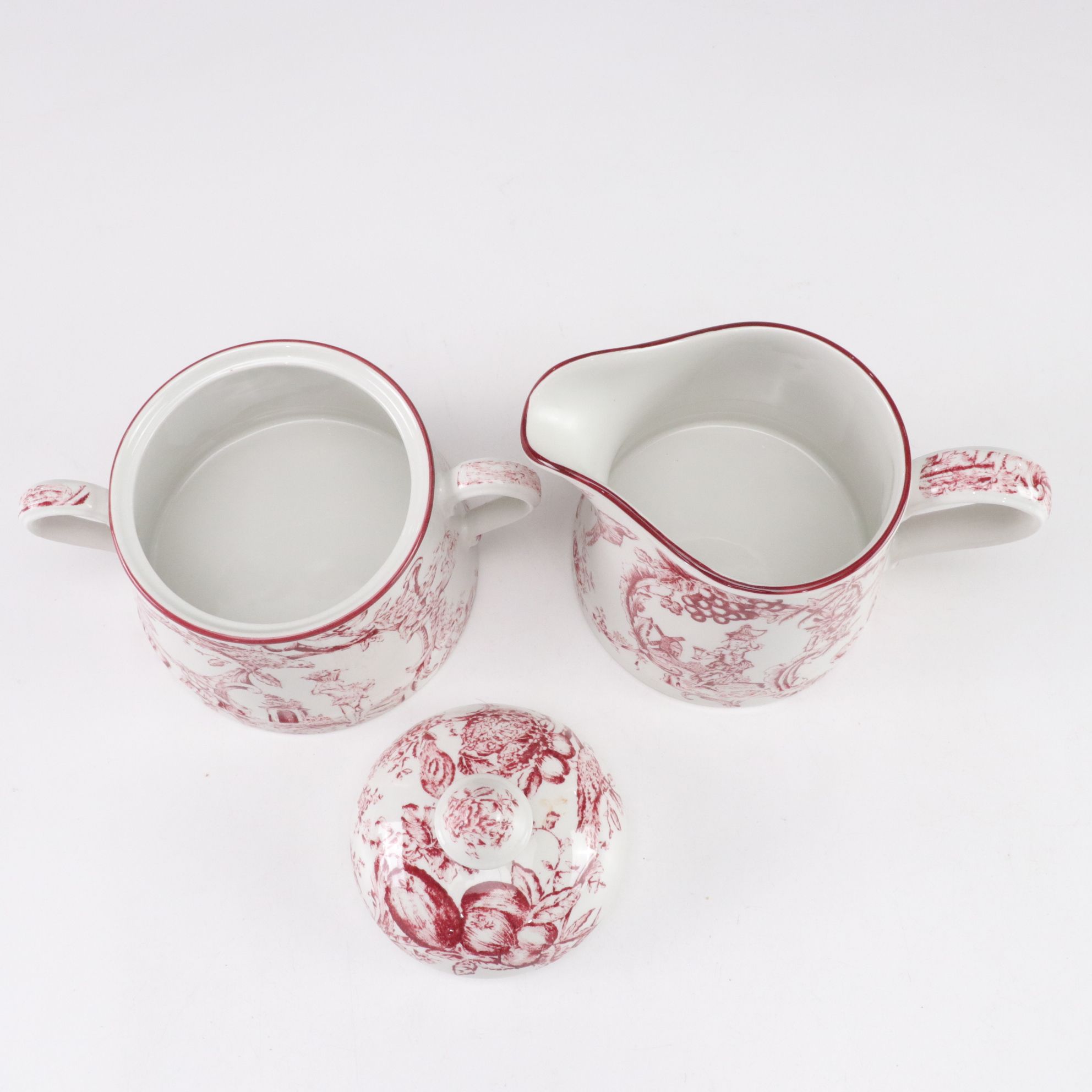 Spode Williamsburg "Provincial Garden" Cranberry Dinnerware Set for Eight