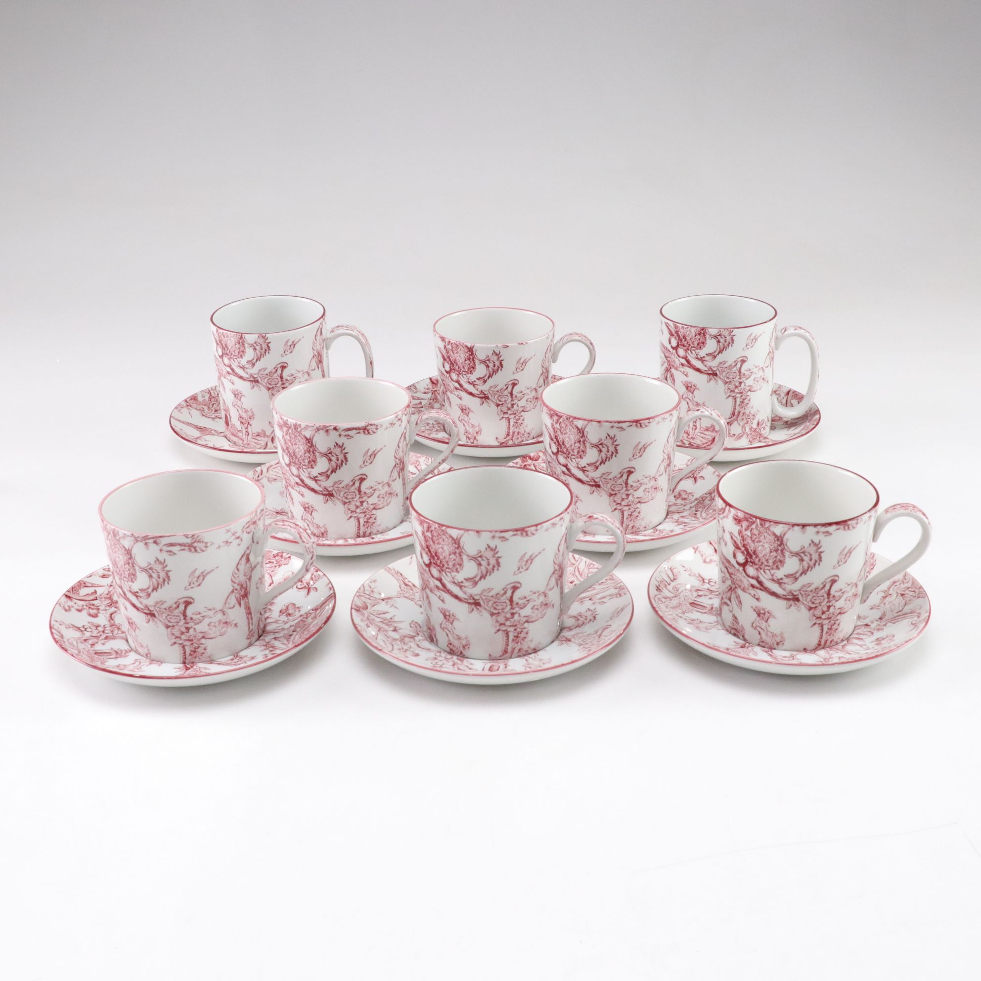 Spode Williamsburg "Provincial Garden" Cranberry Dinnerware Set for Eight