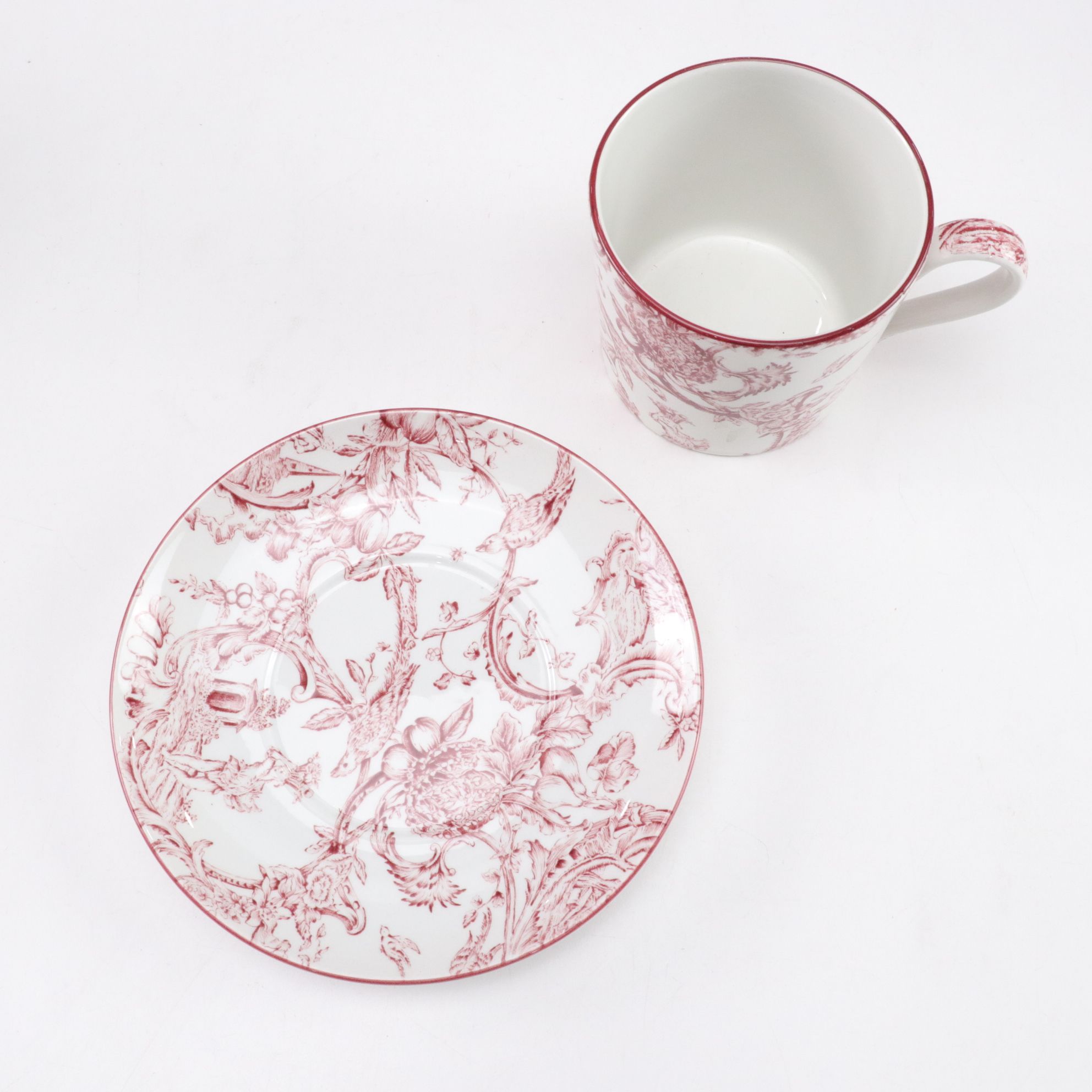 Spode Williamsburg "Provincial Garden" Cranberry Dinnerware Set for Eight