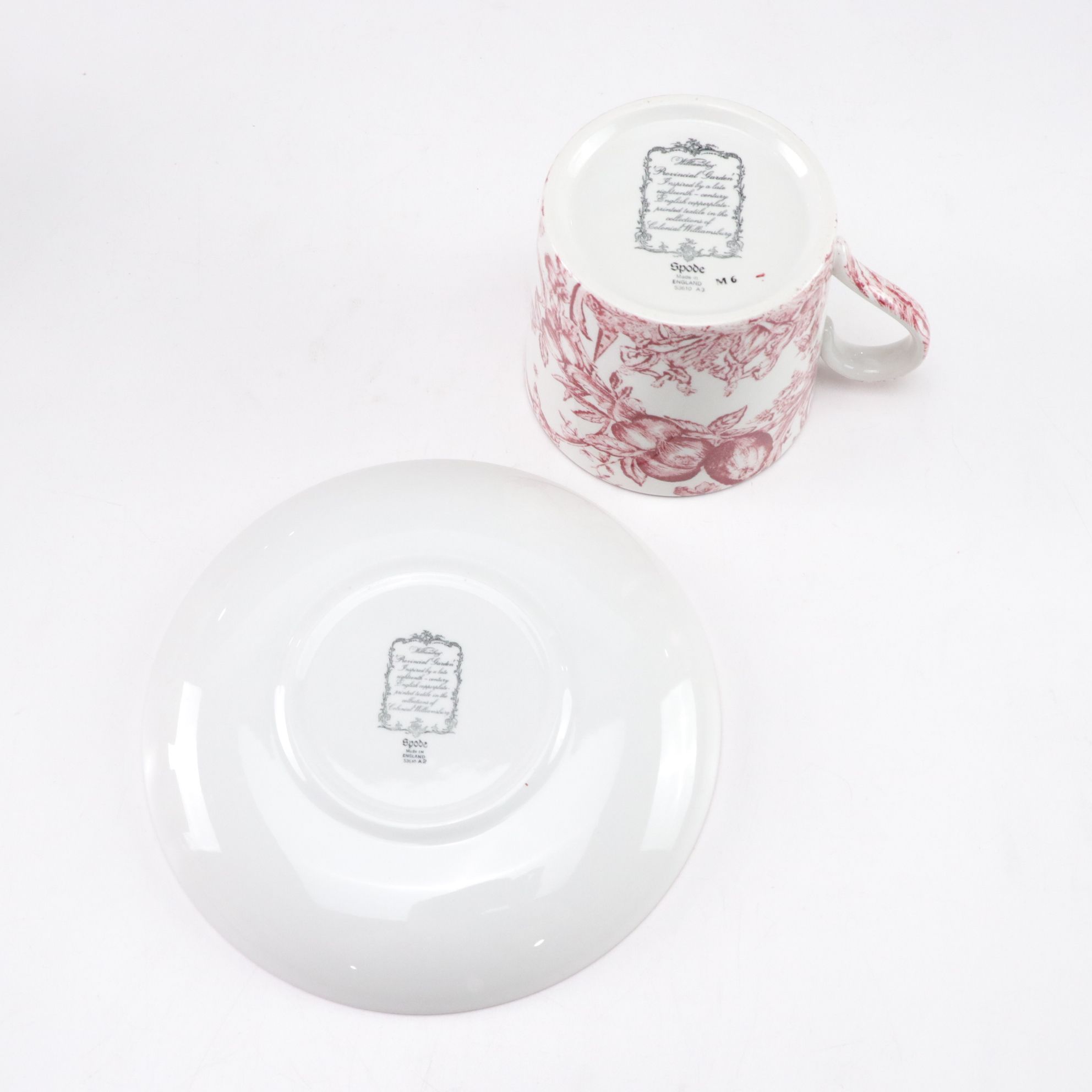 Spode Williamsburg "Provincial Garden" Cranberry Dinnerware Set for Eight