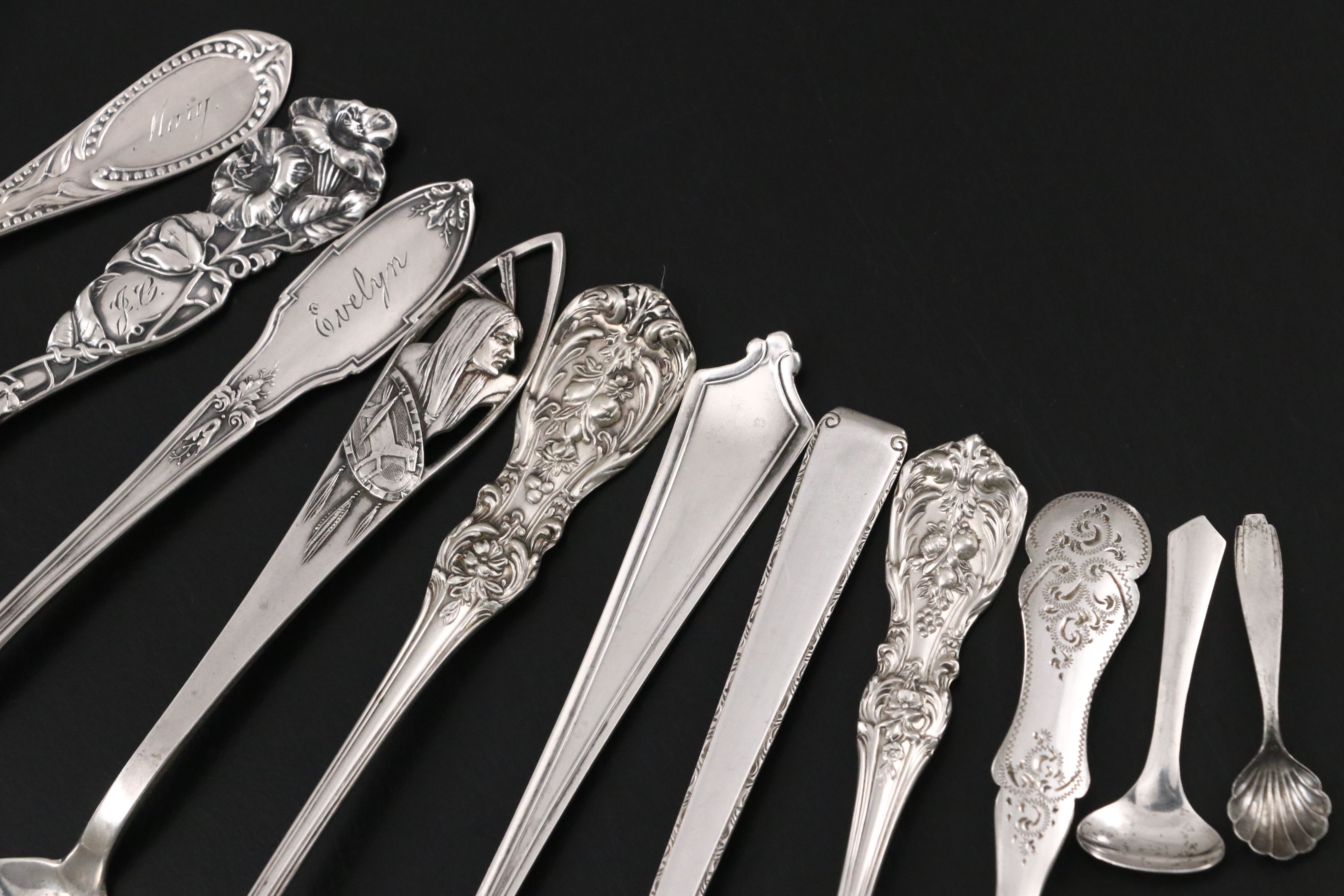 Palmer & Bachelder Coin Silver Bright Cut Cake Server with Sterling Flatware